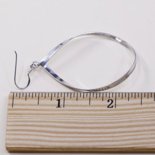 Vtg Huge Sterling 925 Silver Handmade Twisted Teardrop Shaped Earrings