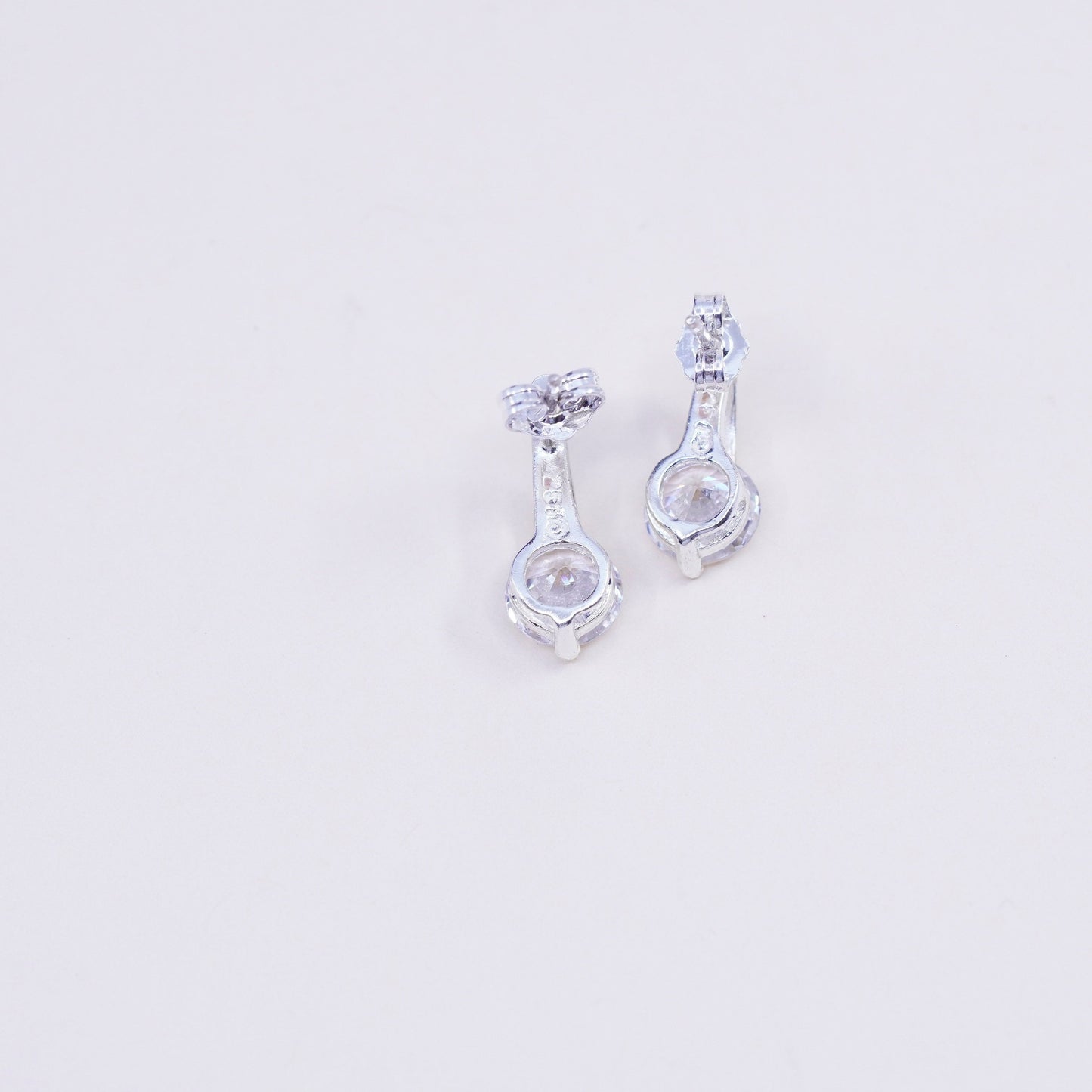 Vintage sterling silver cz studs, fashion minimalist earrings