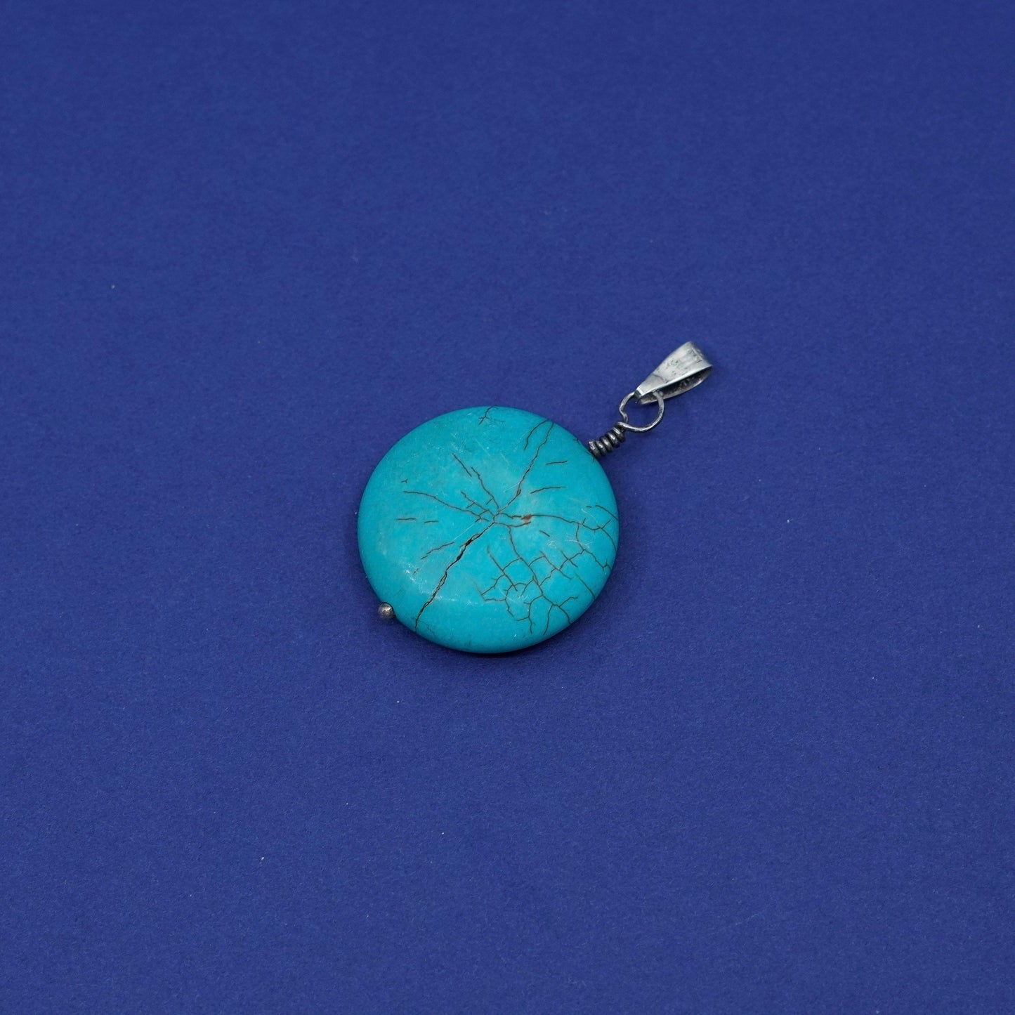 Vintage Sterling 925 silver handmade pendant with turquoise