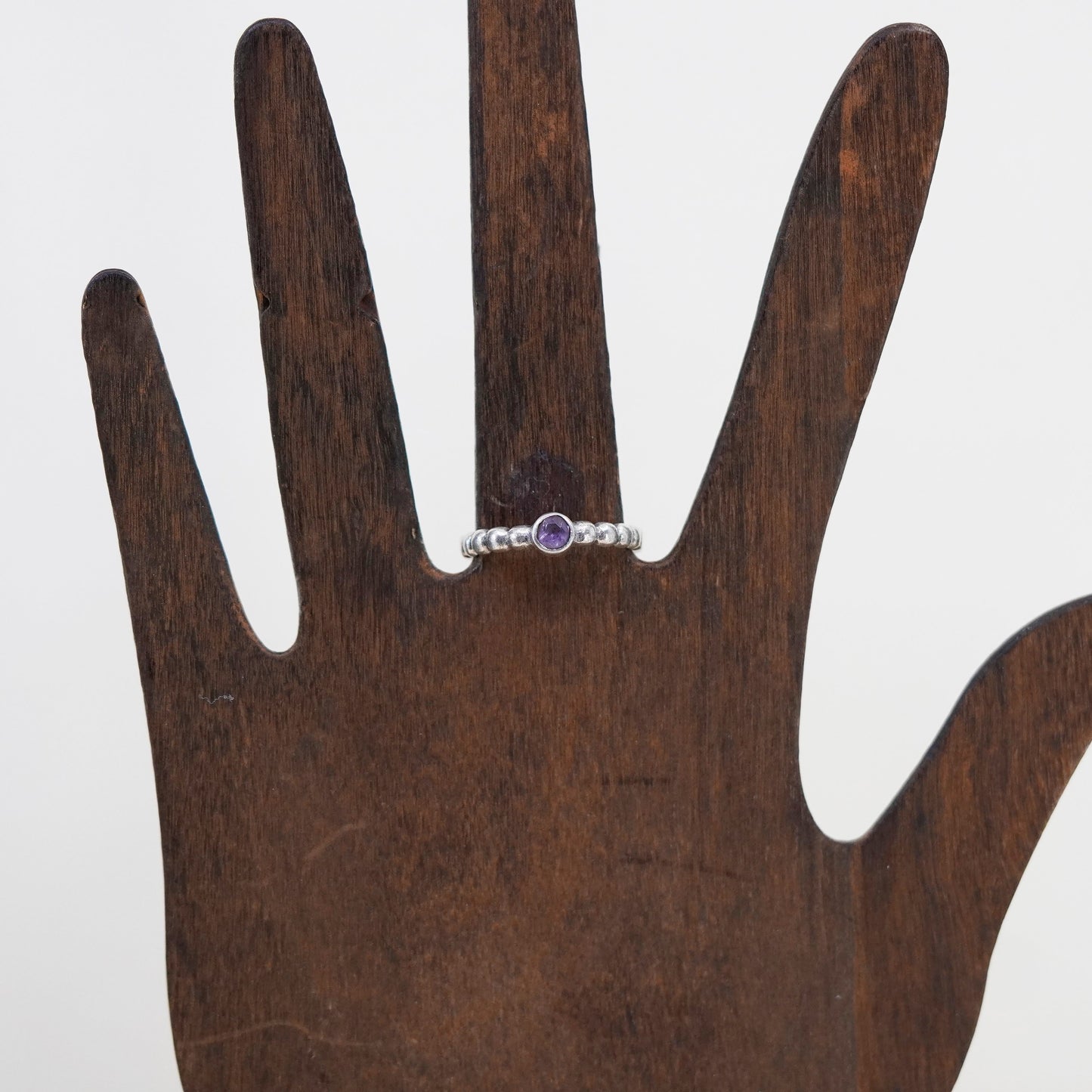 Size 8.5, vintage Sterling silver handmade ring, 925 band with amethyst