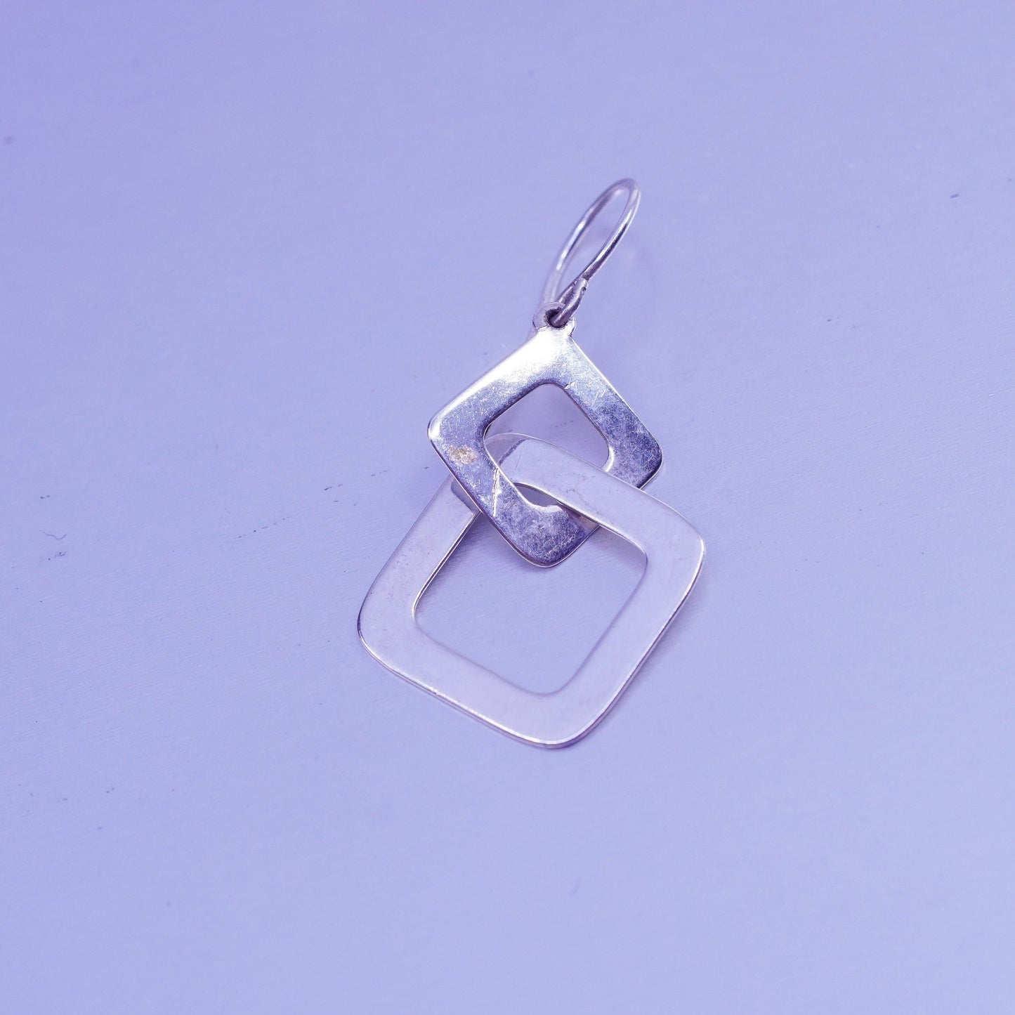 vintage Sterling silver handmade earrings, 925 entwined square dangles