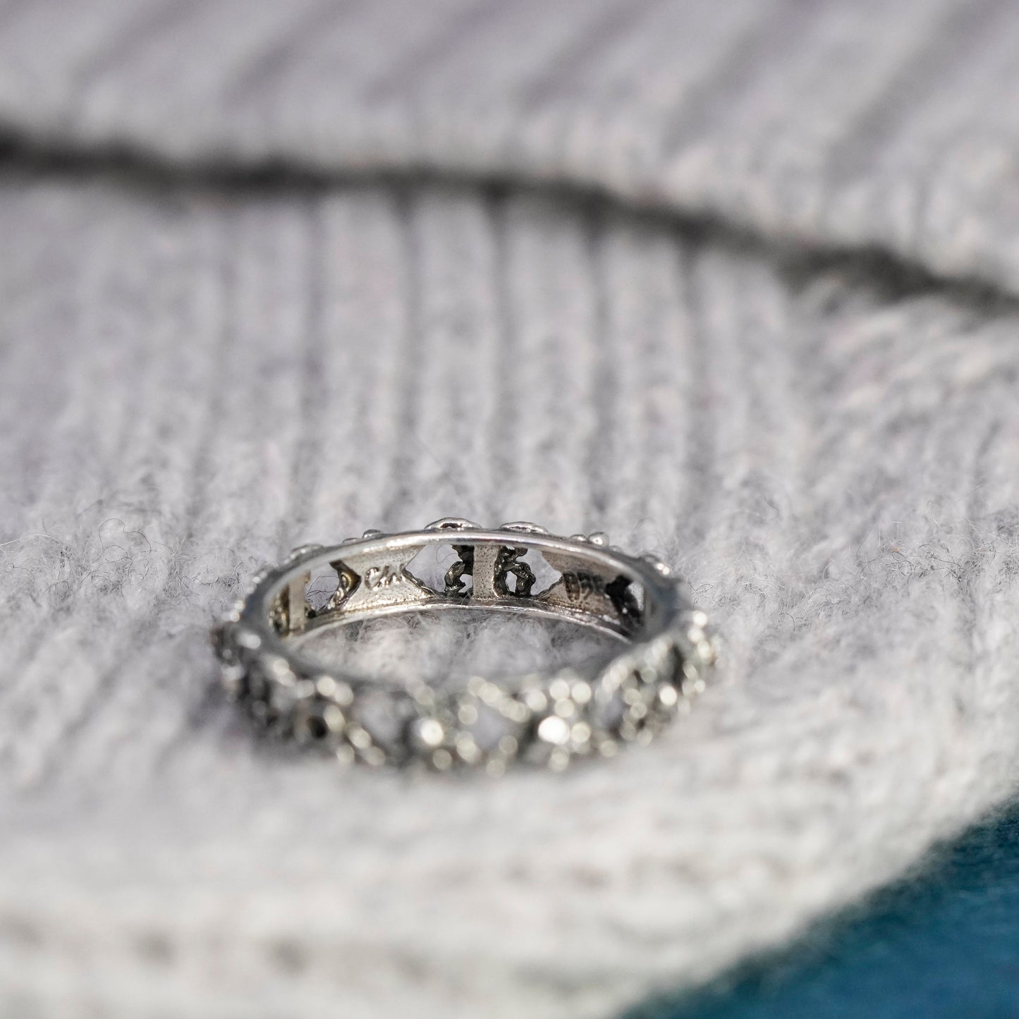 Size 9, vintage Sterling silver handmade ring, 925 band with cz