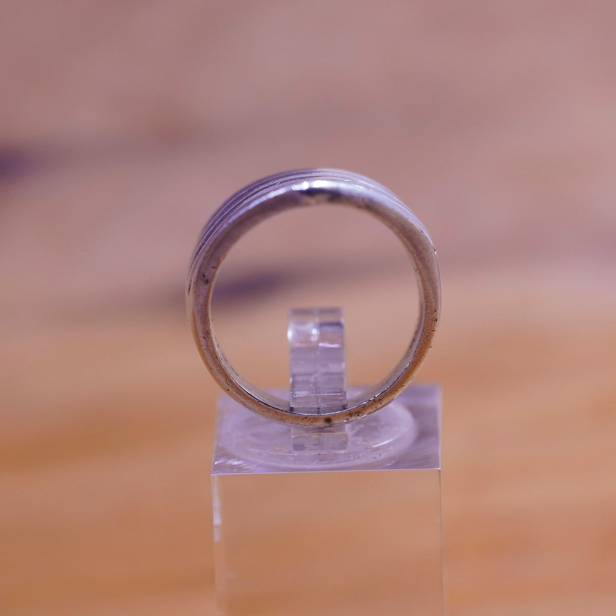 Size 7, vintage Mexico sterling silver handmade ring, 925 ribbed band