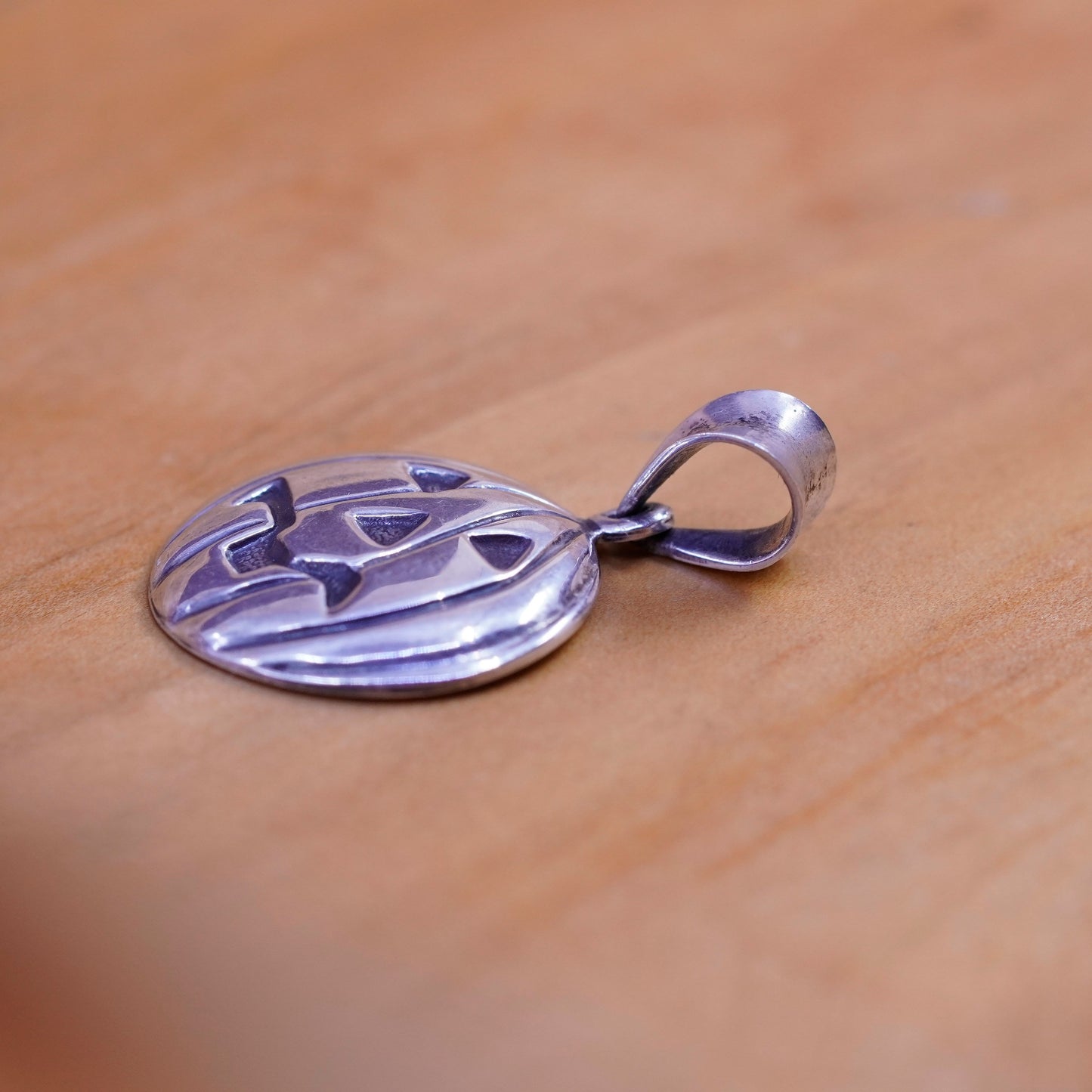 Vintage Sterling silver handmade pendant, 925 Halloween pumpkin