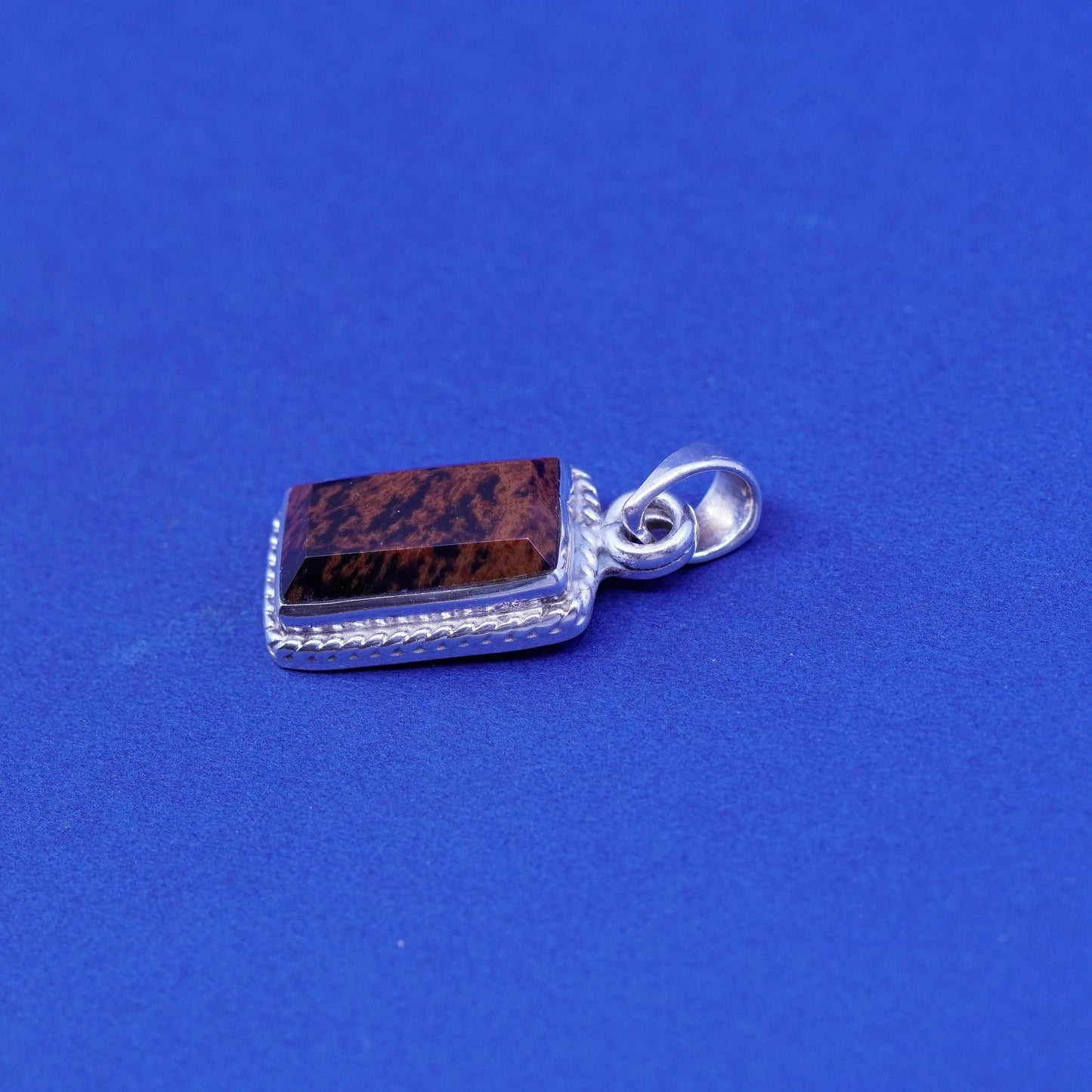 Vintage Mexico sterling 925 silver handmade pendant w/ rectangular red jasper