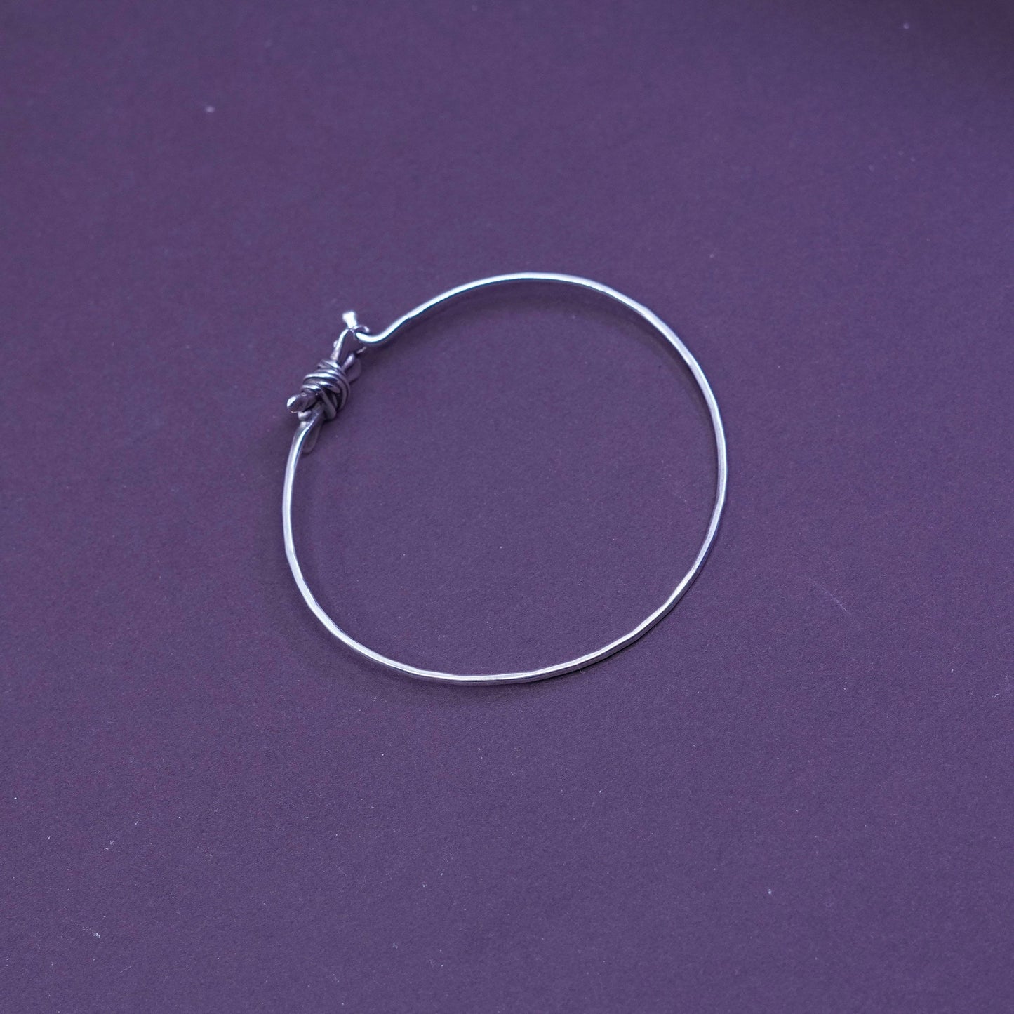 7”, sterling silver handmade bracelet, 925 hinged bangle with wired detail