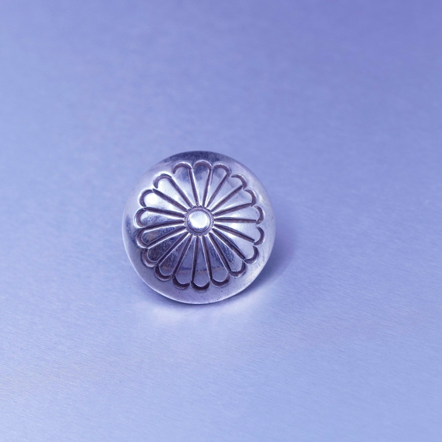 Vintage Sterling 925 silver handmade earrings, circle bead studs