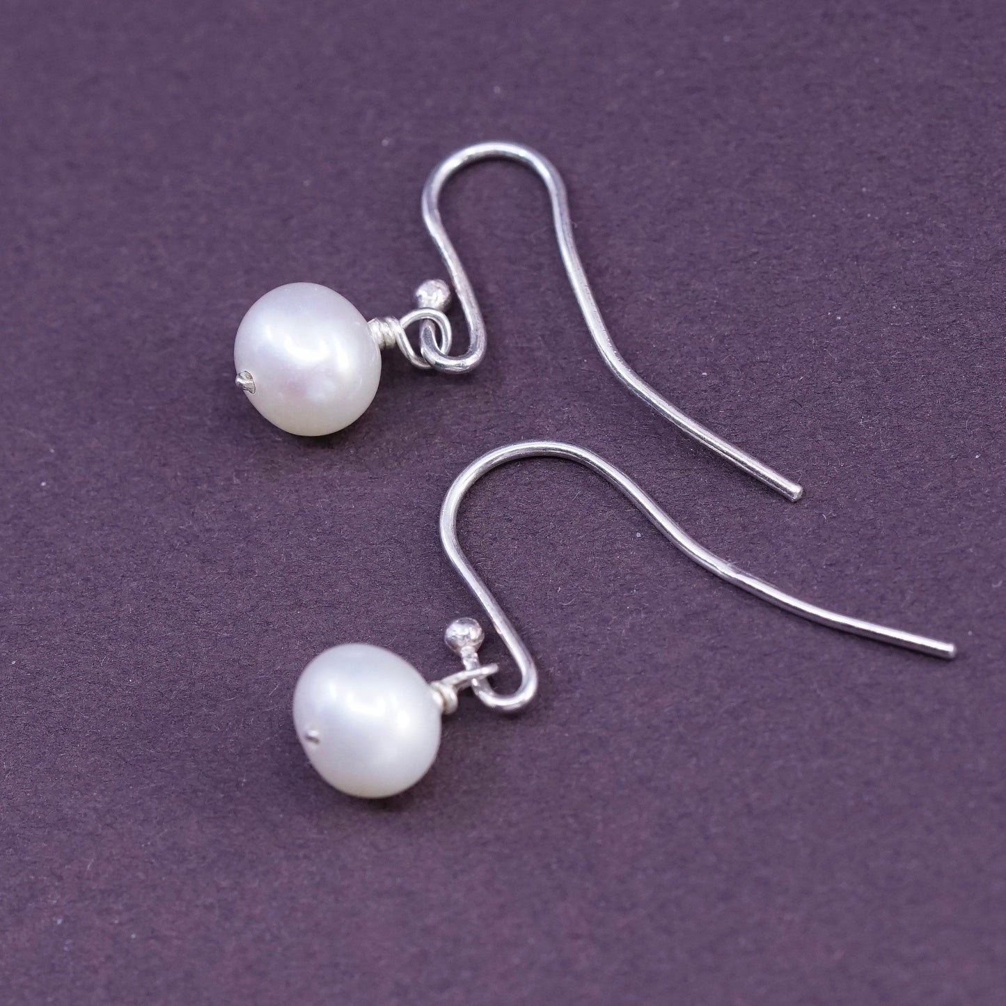 Vintage Sterling 925 silver handmade earrings with pearl
