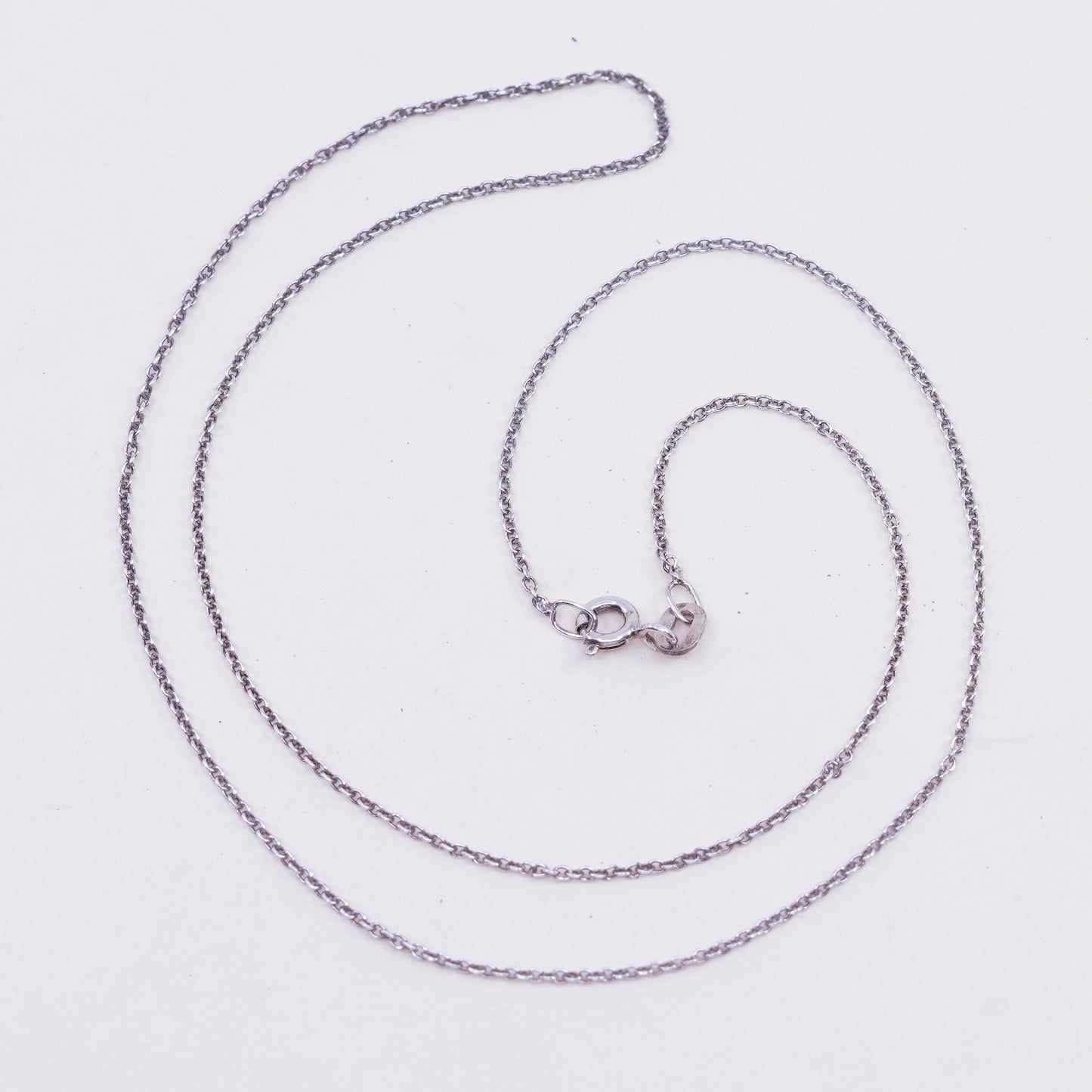 18”, 1mm, Vintage sterling silver flatten circle chain, Italy 925 necklace