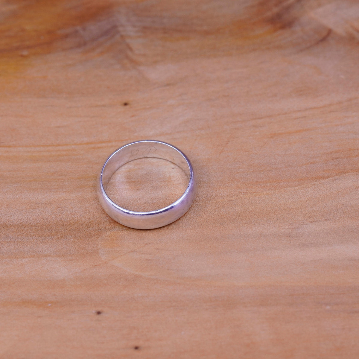 size 7, vintage Sterling silver handmade ring, 925 wedding band