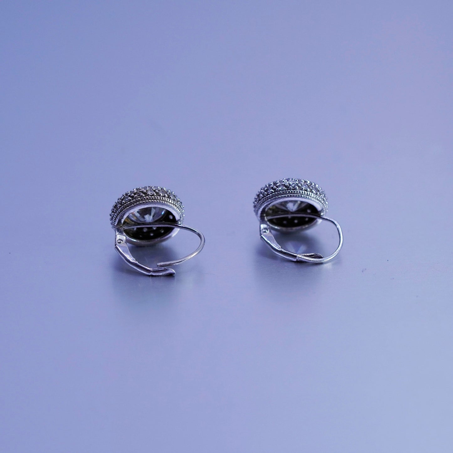 Vintage Sterling 925 silver earrings with cluster circle Cz