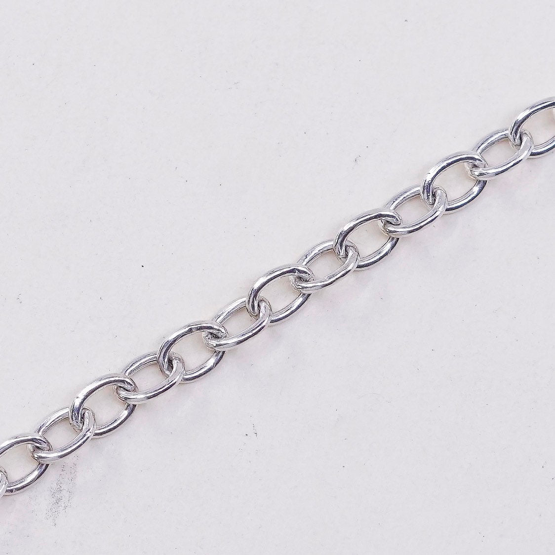 7.5", 4mm, VTG sterling silver circle link chain, stamped 925