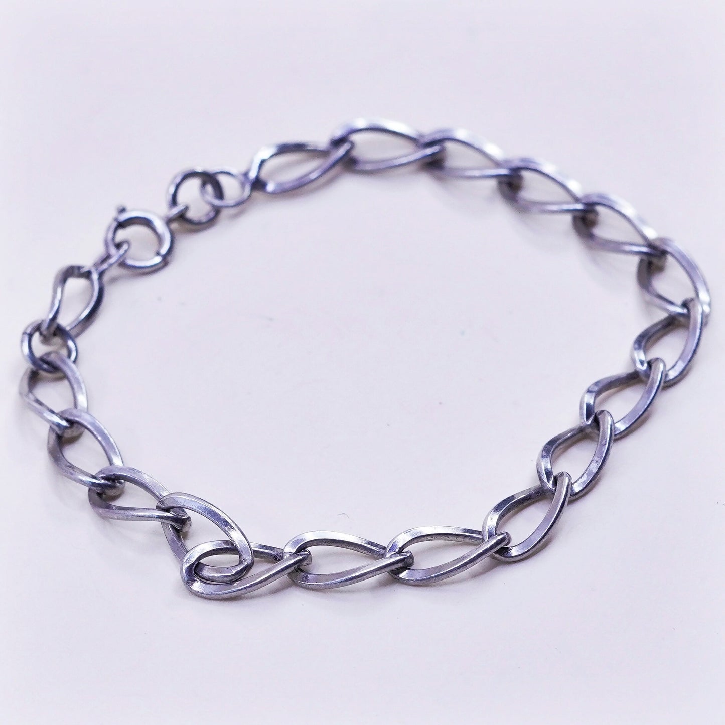 7”, 5mm, Vintage sterling 925 silver twisted curb bracelet
