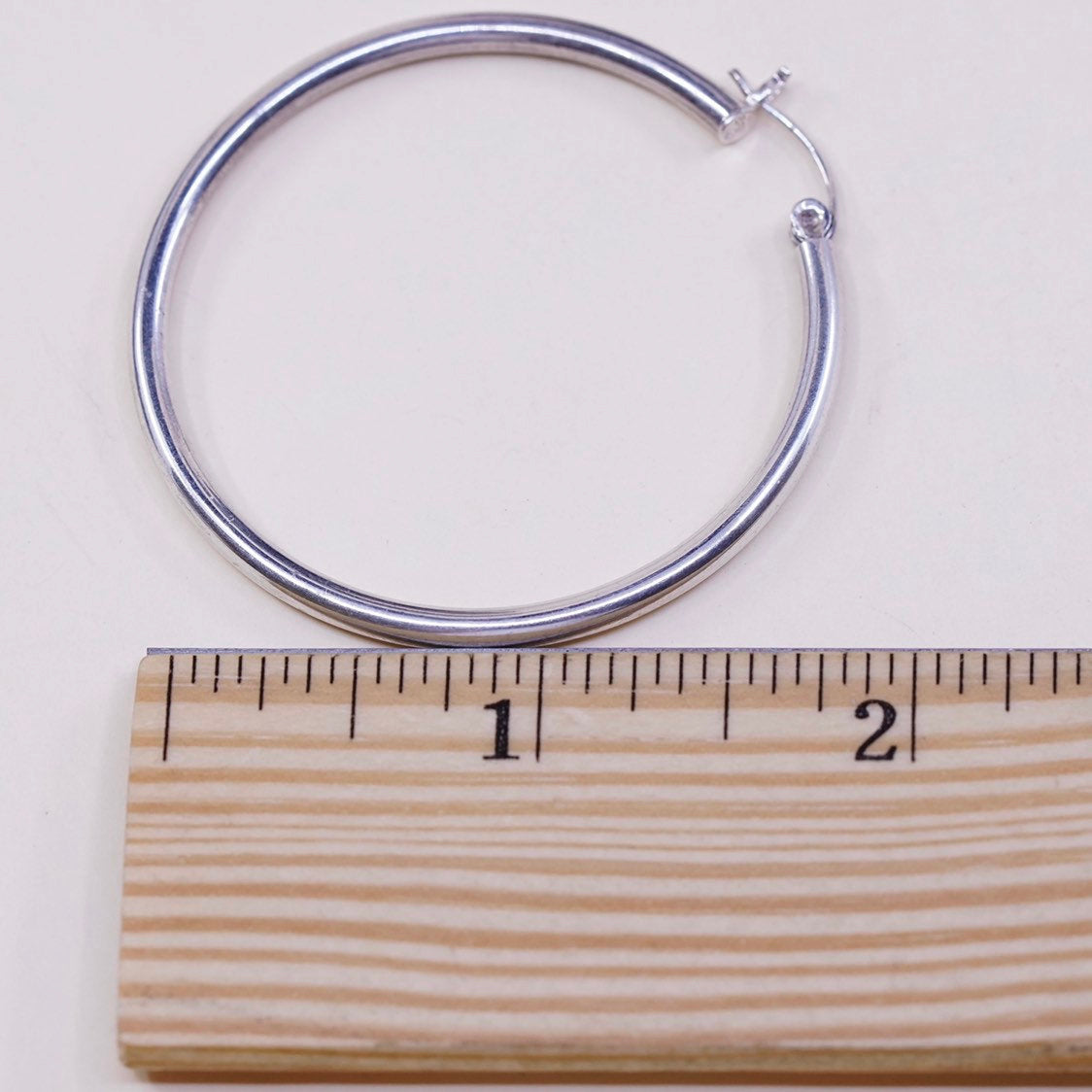 1.75" vtg sterling silver loop earrings, fashion primitive hoops