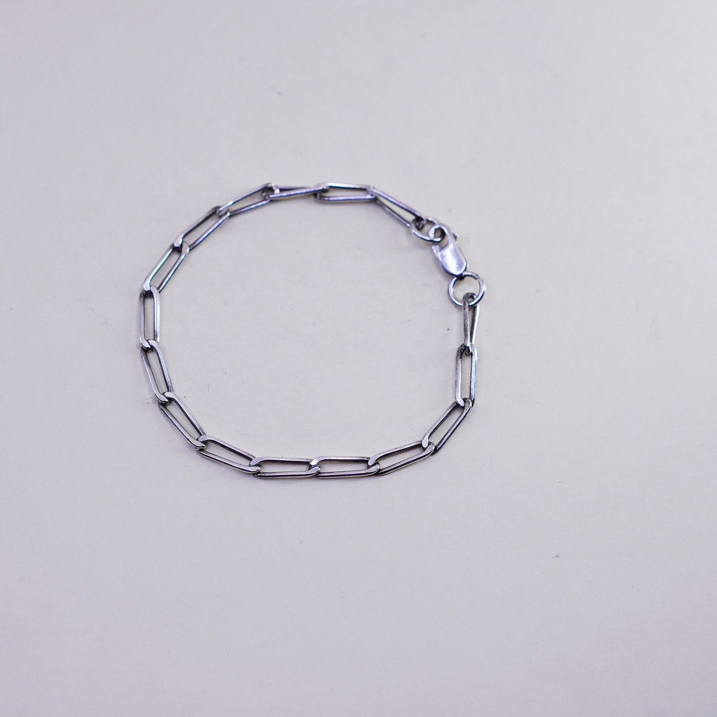 7”, sterling silver handmade bracelet, 925 oval elongated link chain anklet