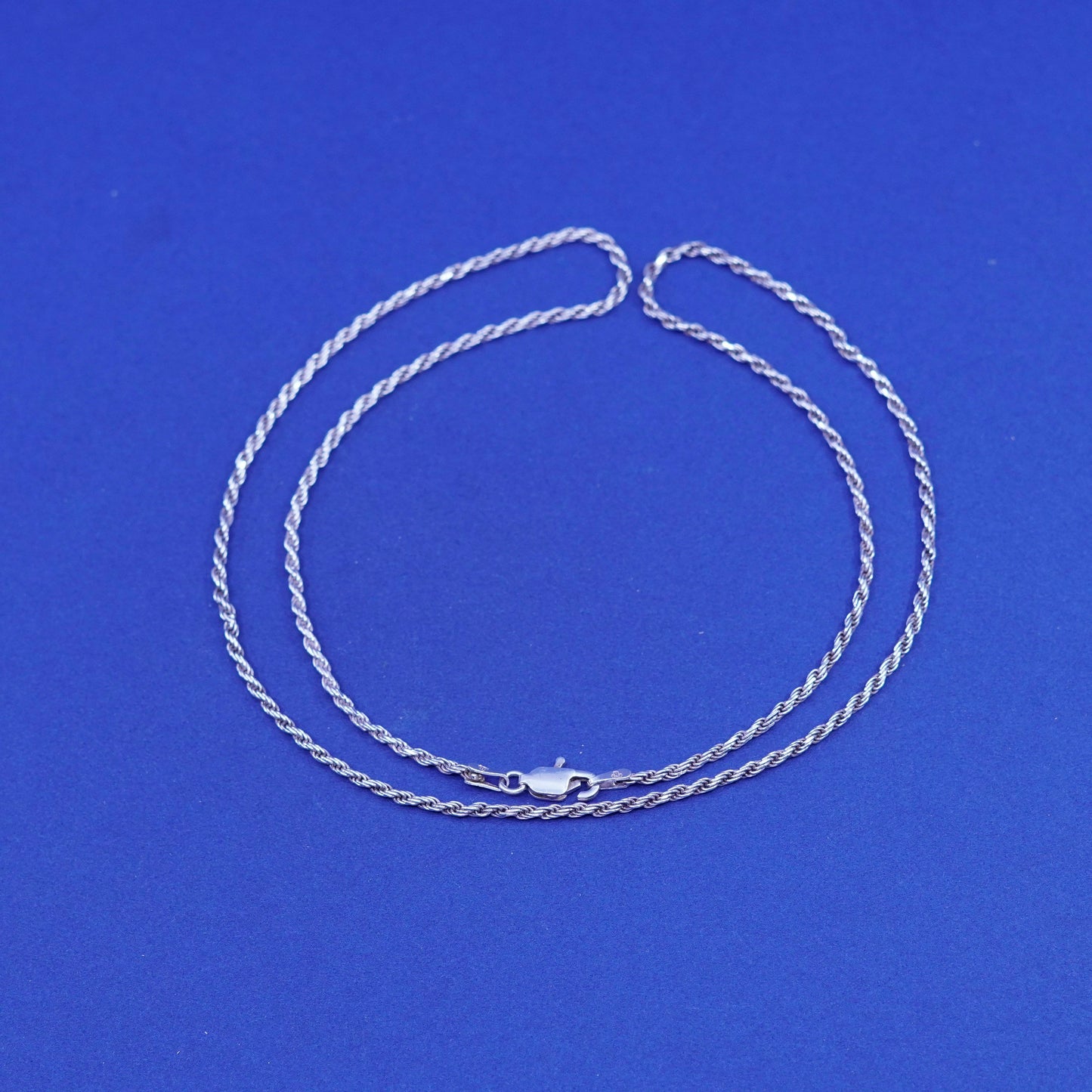 20”, 2mm, vintage Sterling silver handmade necklace, 925 diamond rope chain