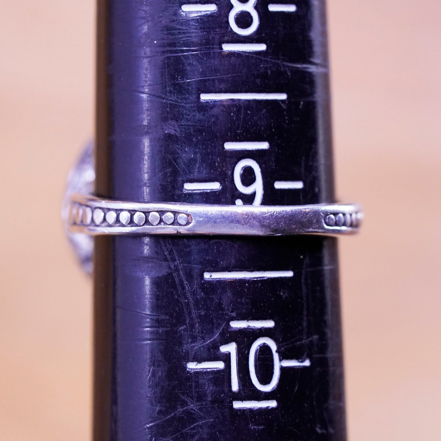 Size 9, vintage Indonesia Sterling silver prayer ring, 925 bali band