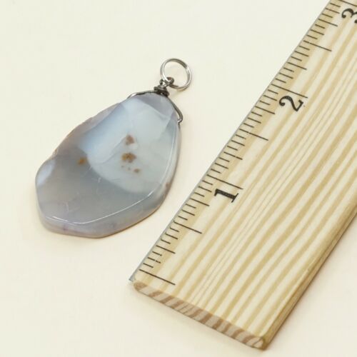 Vtg Huge 925 Sterling Silver Handmade Pendant W/ agate, Silver Tesyed