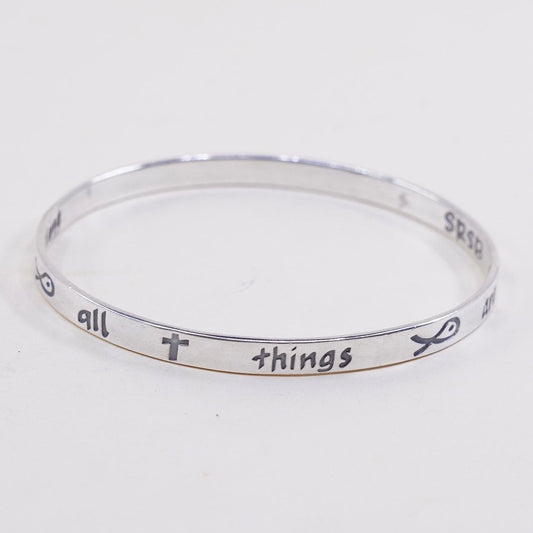 8”, vtg SRSB bible sterling silver handmade 925 bracelet, prayer cuff possible