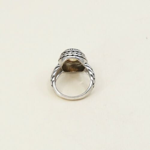Sz 7, Sterling Silver handmade Ring, 925 Silver W/ citrine N Cable Texture