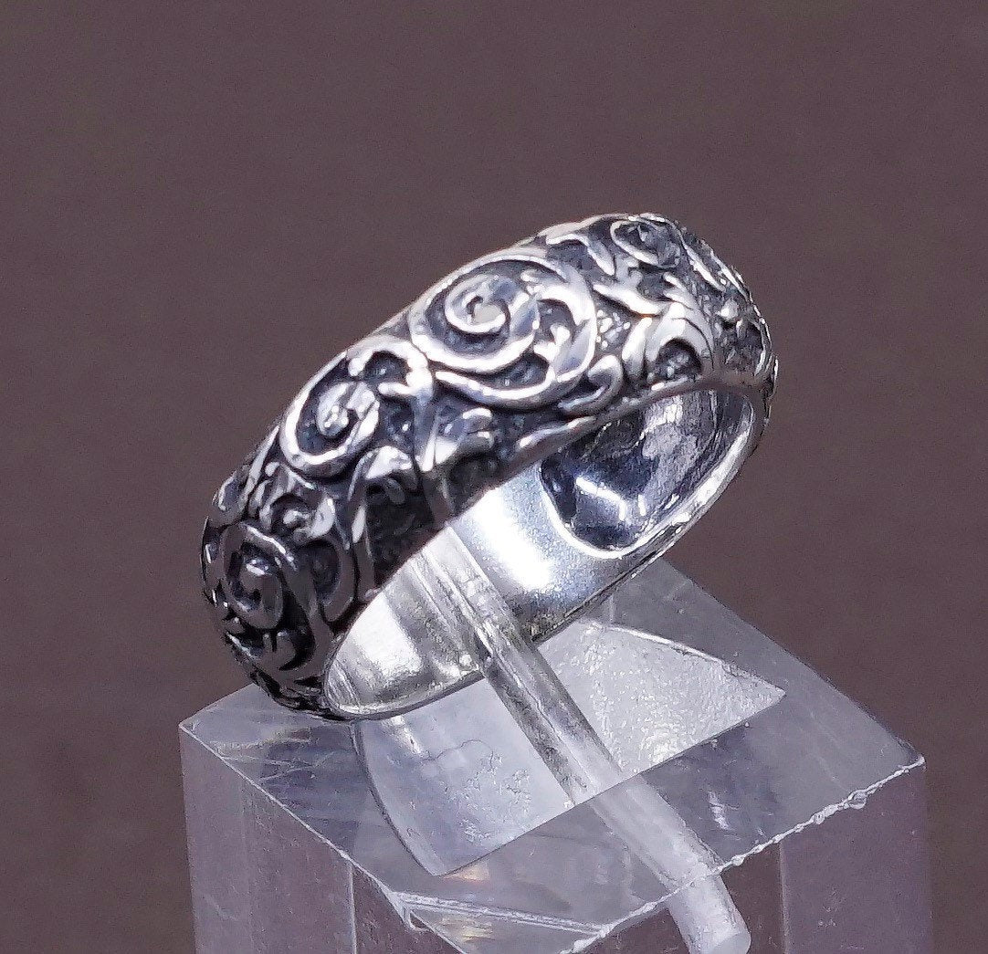 sz 6, vtg carolyn pollack relios Sterling silver handmade ring, 925 flower band