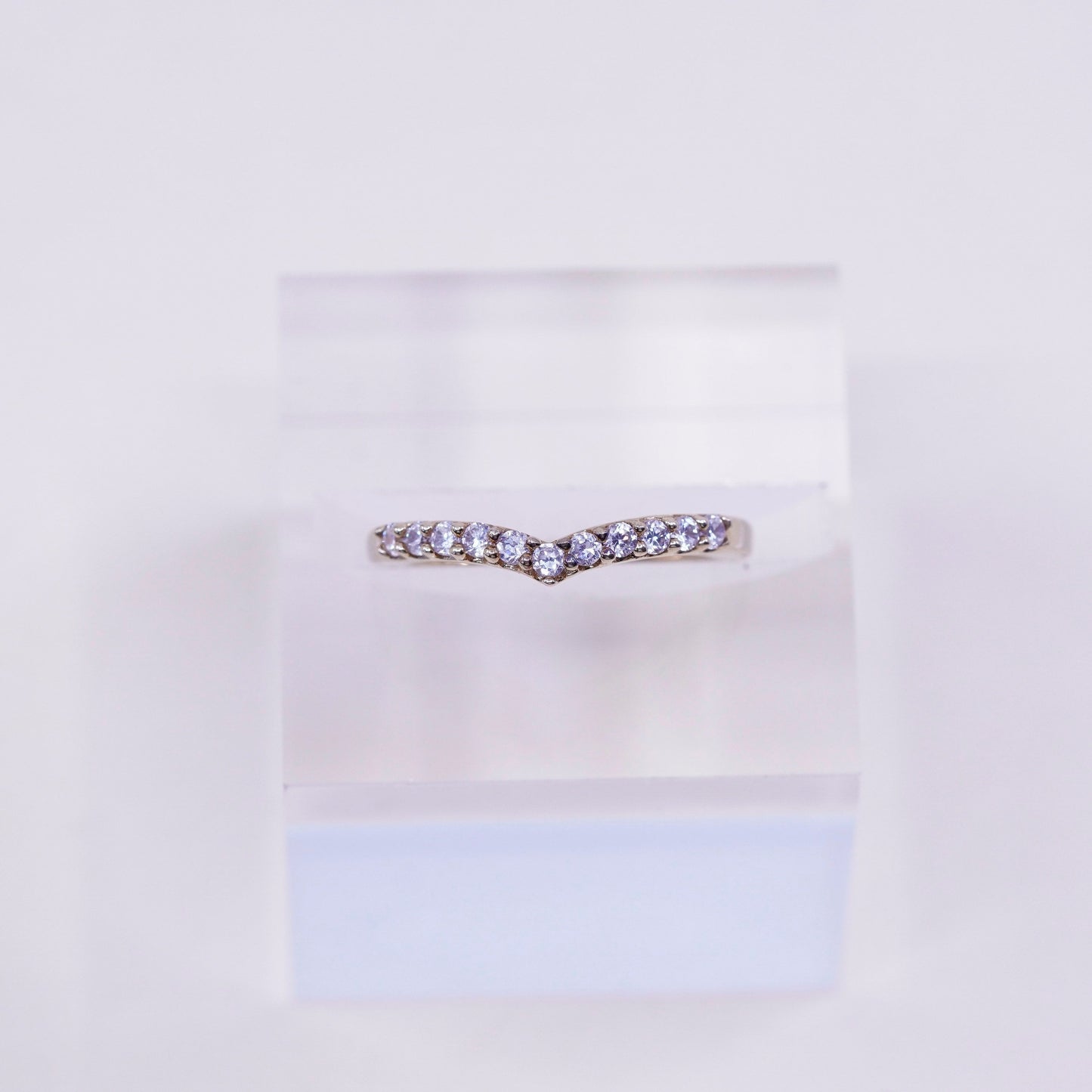Size 5, vermeil rose gold over Sterling silver ring, 925 band cluster Cz