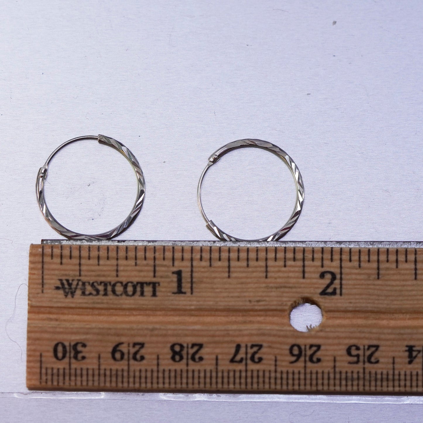 0.5”, vintage Sterling silver handmade earrings, textured 925 hoops