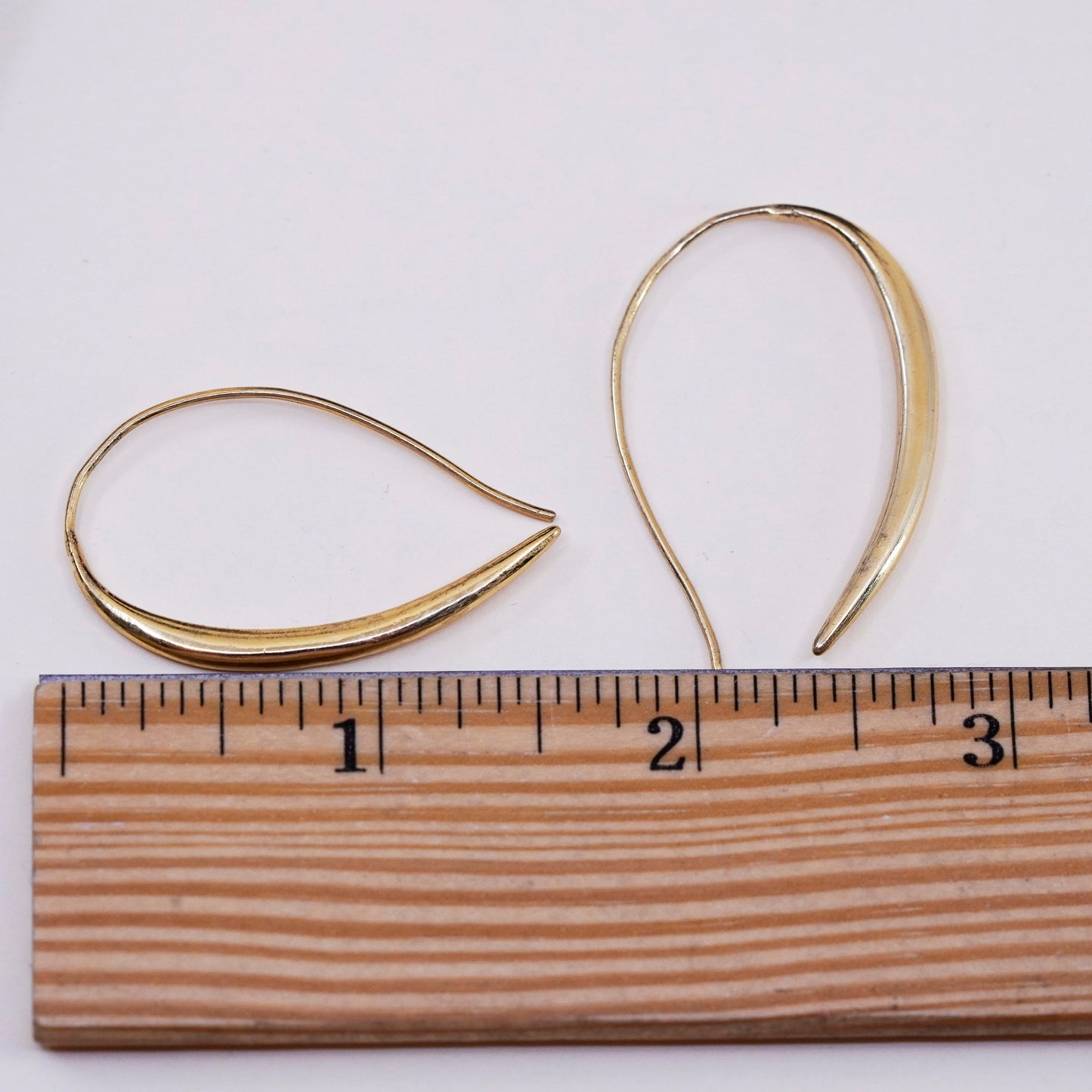 1.5”, Vintage vermeil gold over sterling silver loop earrings, minimalist