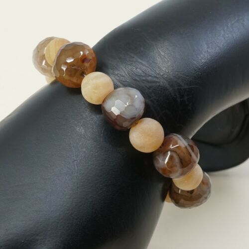 6.25”, Vtg Sterling Silver Handmade Bracelet 925 W/ Agate Beads N Toggle Closure