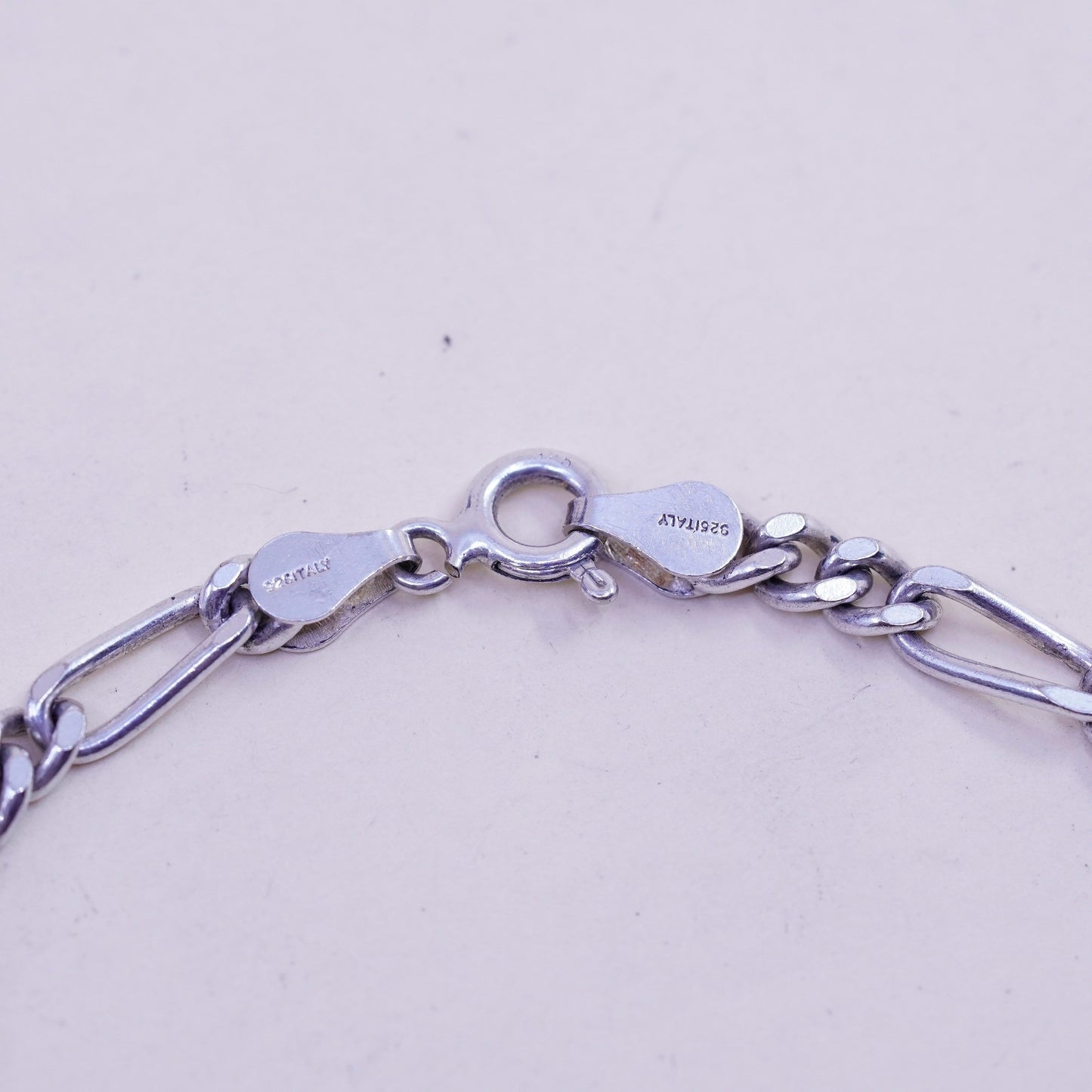 7.75”, 5mm, Vintage sterling 925 silver bracelet, Italy figaro chain