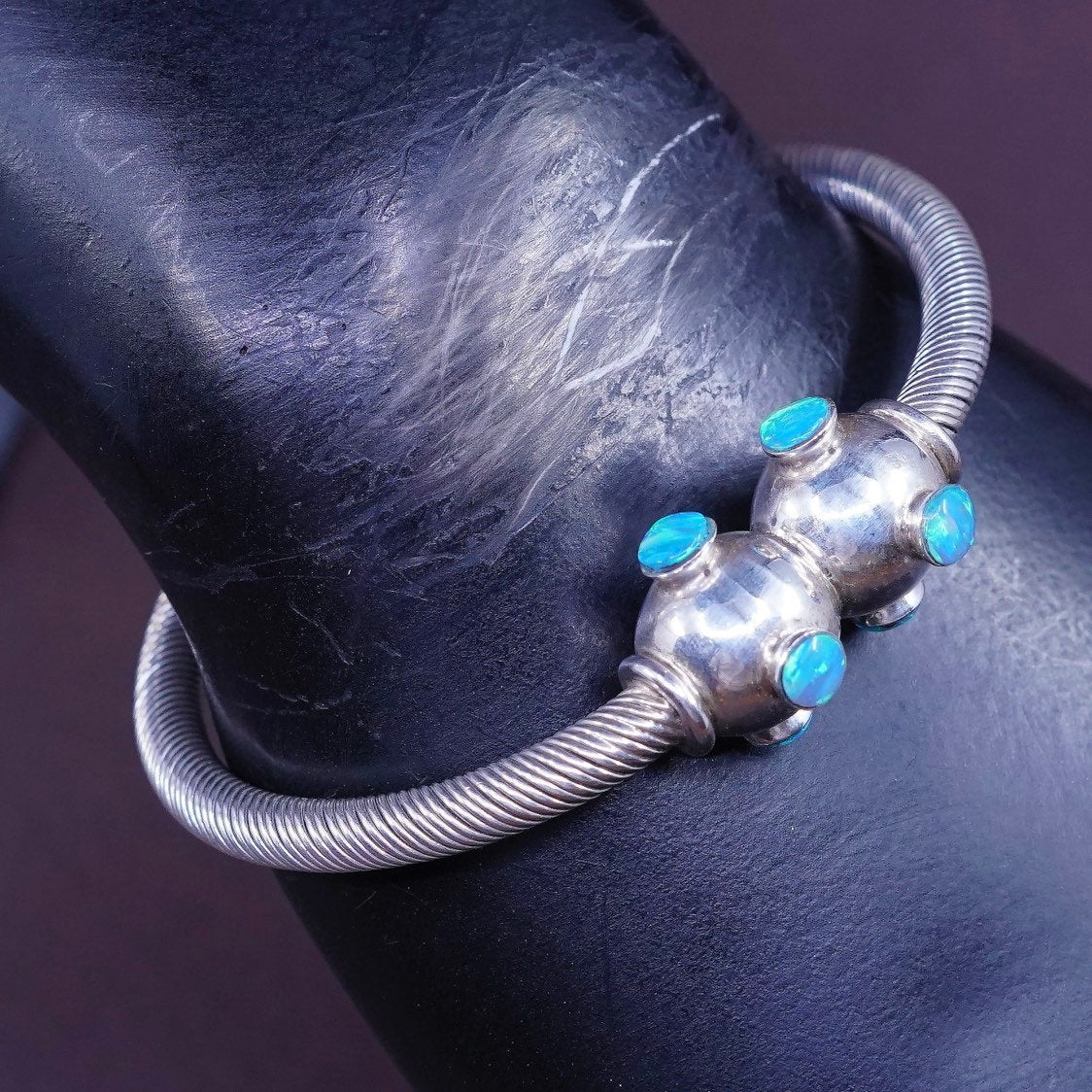 6”, vtg Sterling silver handmade bracelet, 925 cable cuff