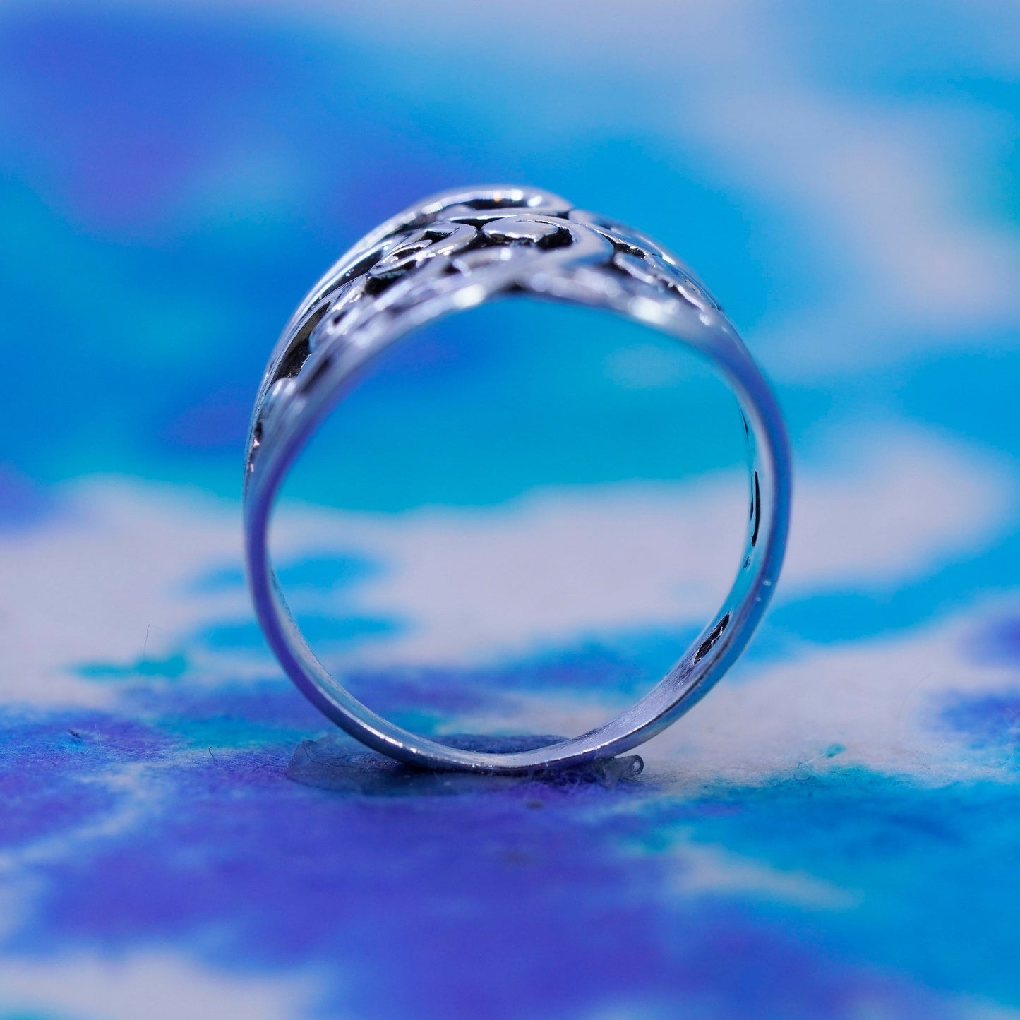 Size 5.75, vintage Sterling silver handmade ring, 925 filigree band