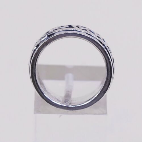 Sz 6, Vtg PSCL Sterling Silver handmade Spinner Ring. 925 band w/ cable Textured