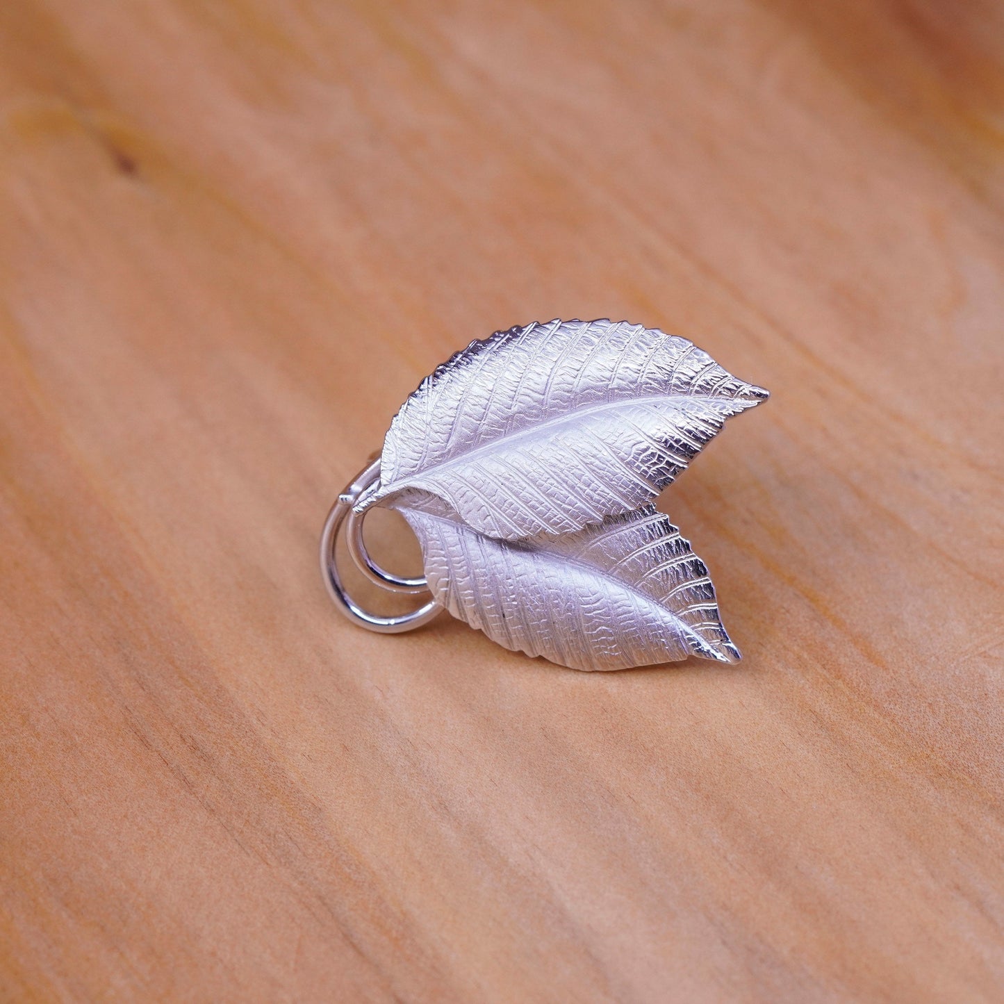 Vintage SSH Sterling silver handmade screw back earrings, 925 leaves