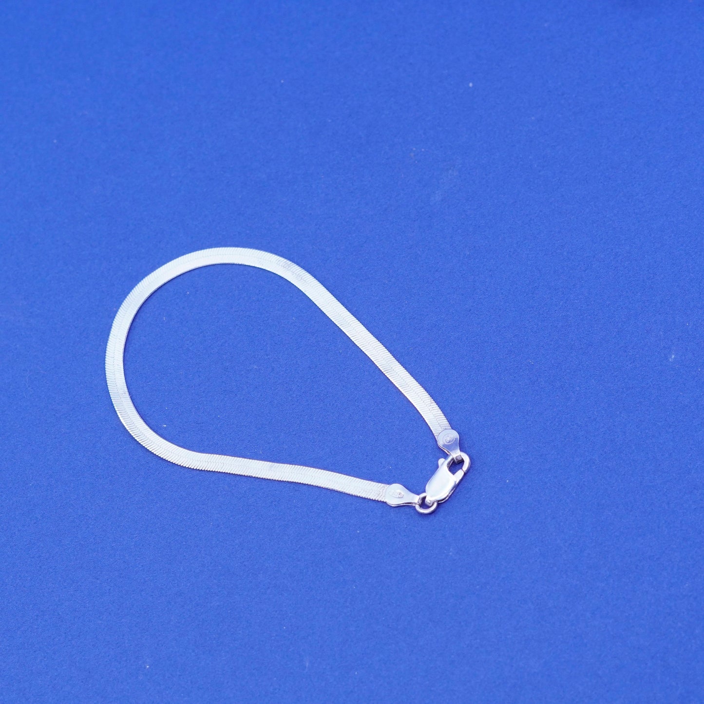 7.25”, vintage Sterling silver handmade bracelet textured 925 herringbone chain