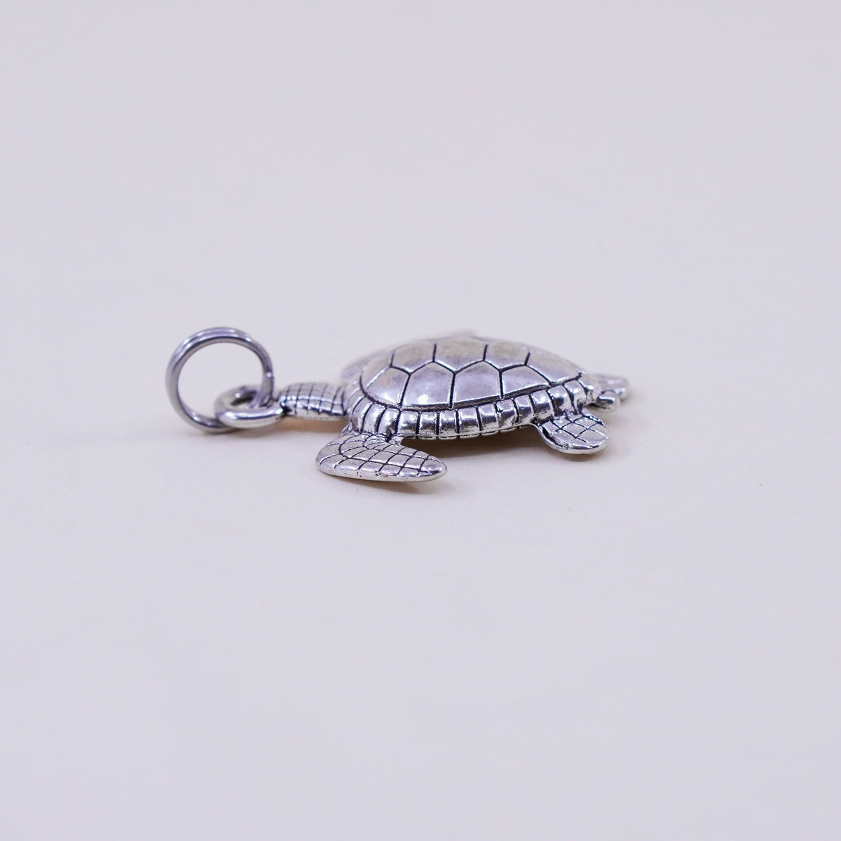 Vintage sterling silver handmade pendant, 925 turtle charm