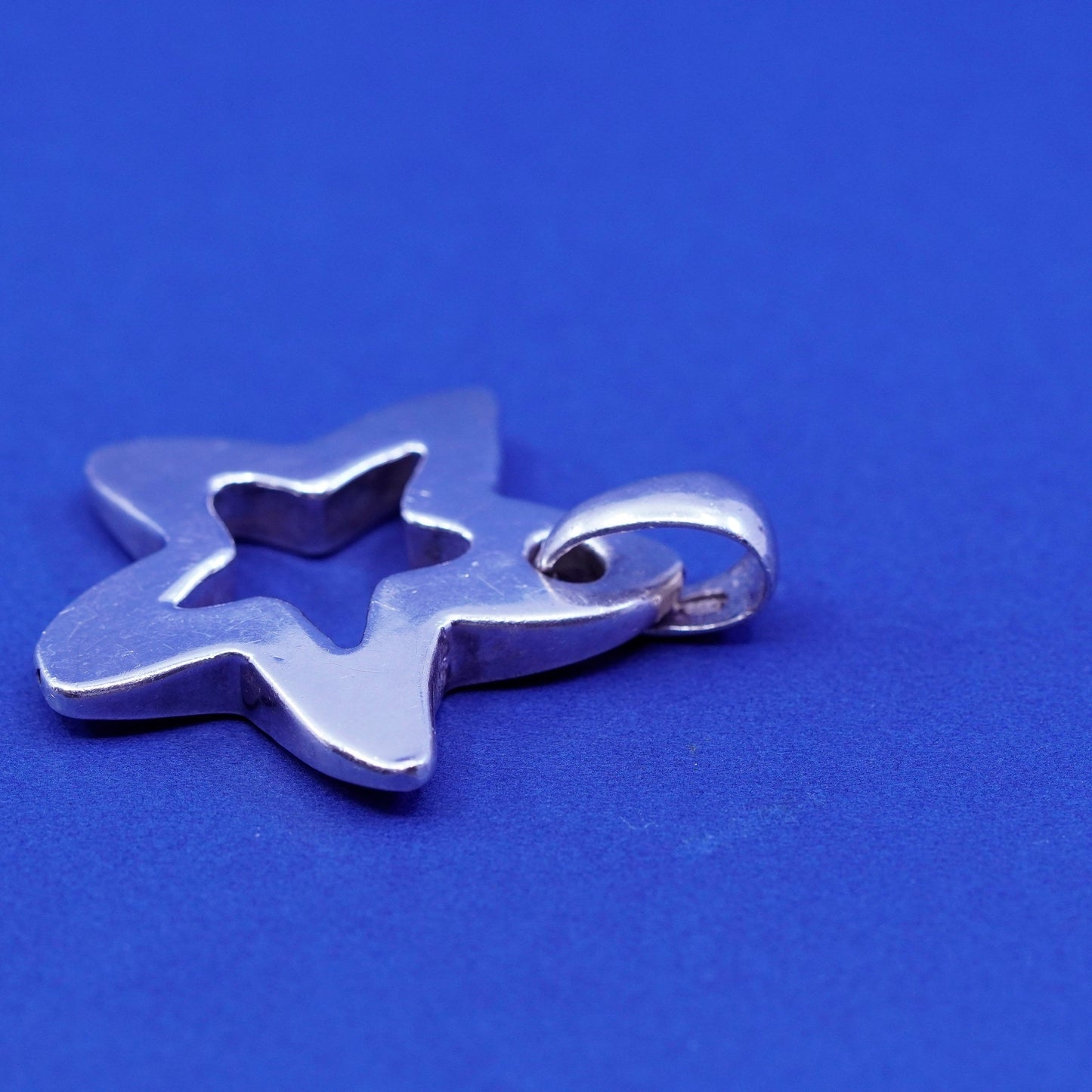 Vintage Sterling silver handmade pendant 925 star tag charm