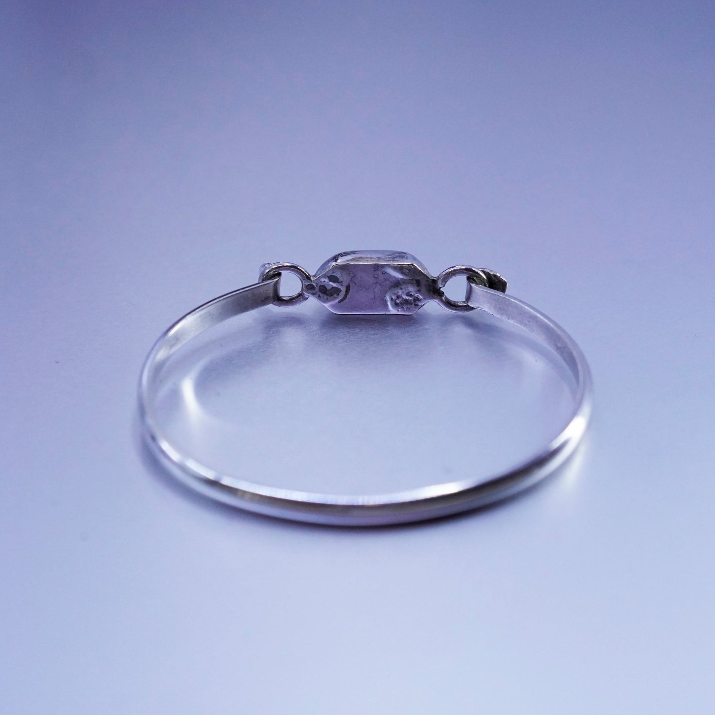 7”, Mexico Sterling 925 silver handmade bracelet, hinged bangle with turquoise