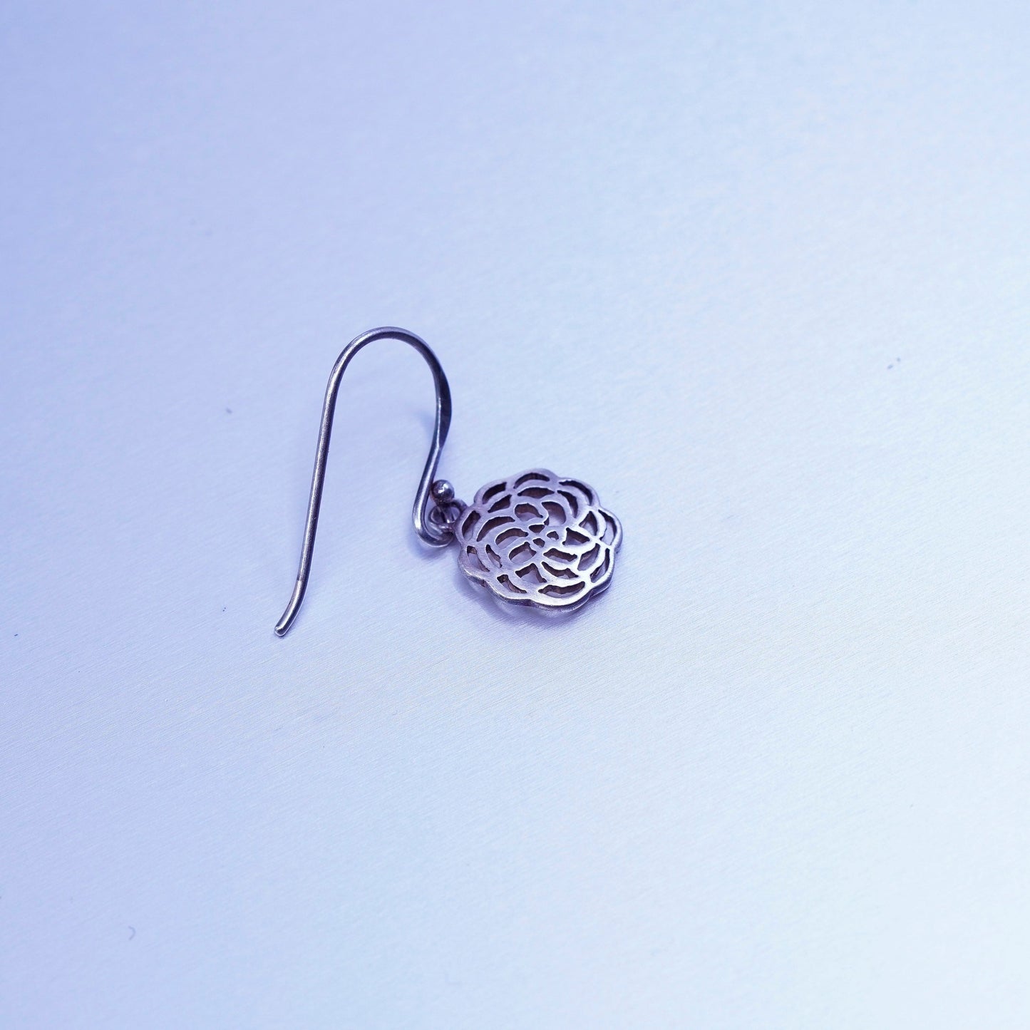 Vintage Sterling 925 silver handmade filigree flower earrings