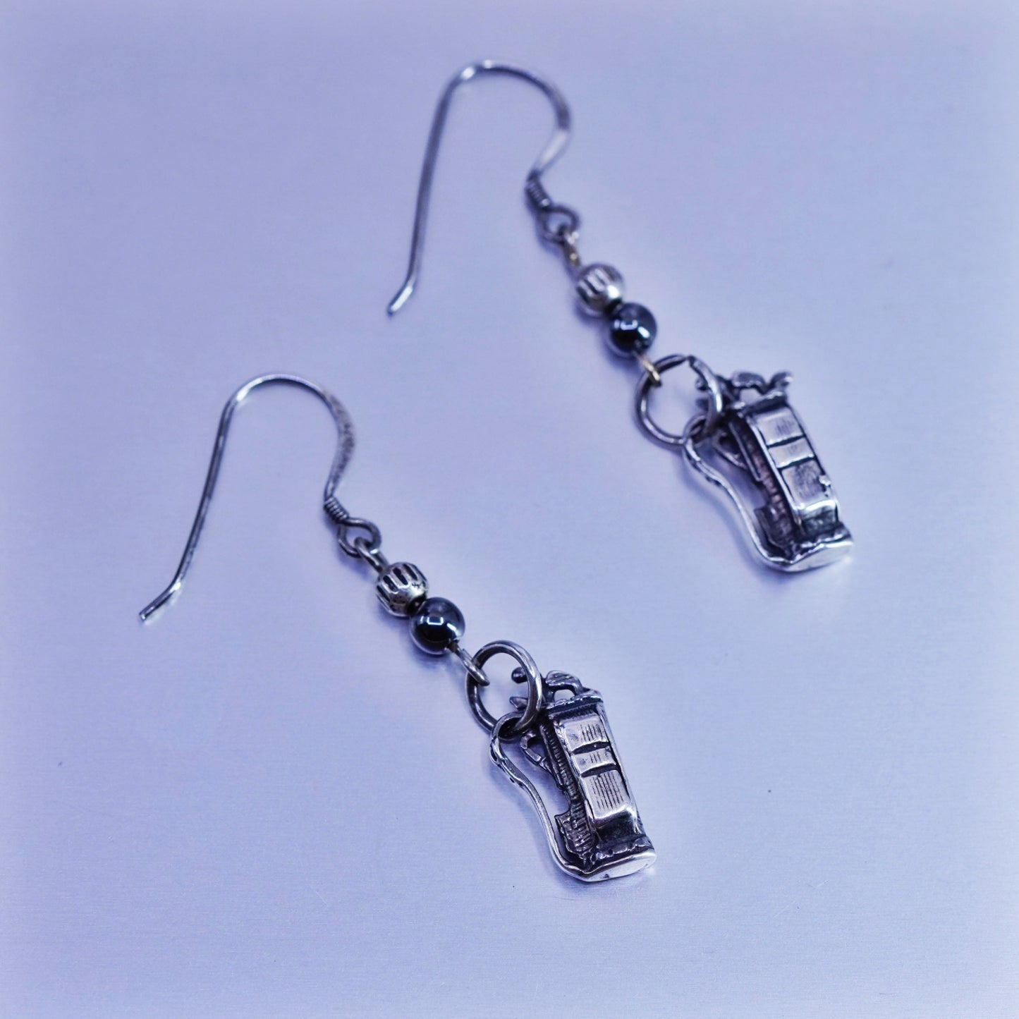 Vintage Sterling 925 silver handmade golf bag cart earrings