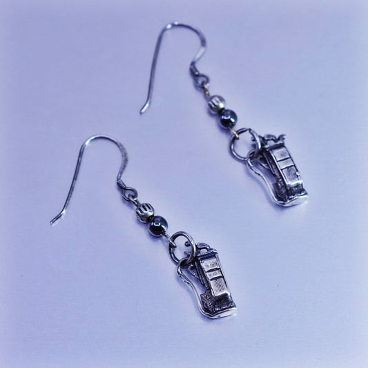 Vintage Sterling 925 silver handmade golf bag cart earrings