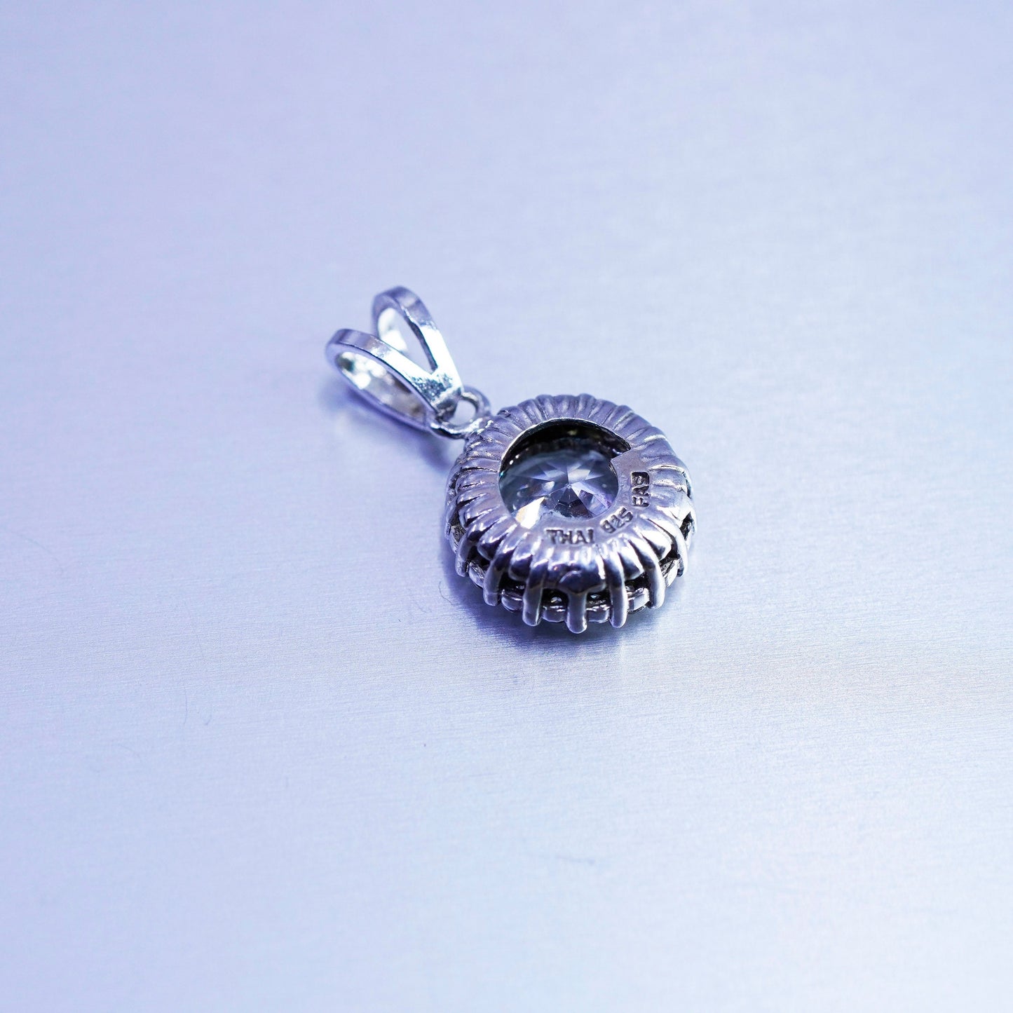 antique sterling 925 silver pendant with Cz