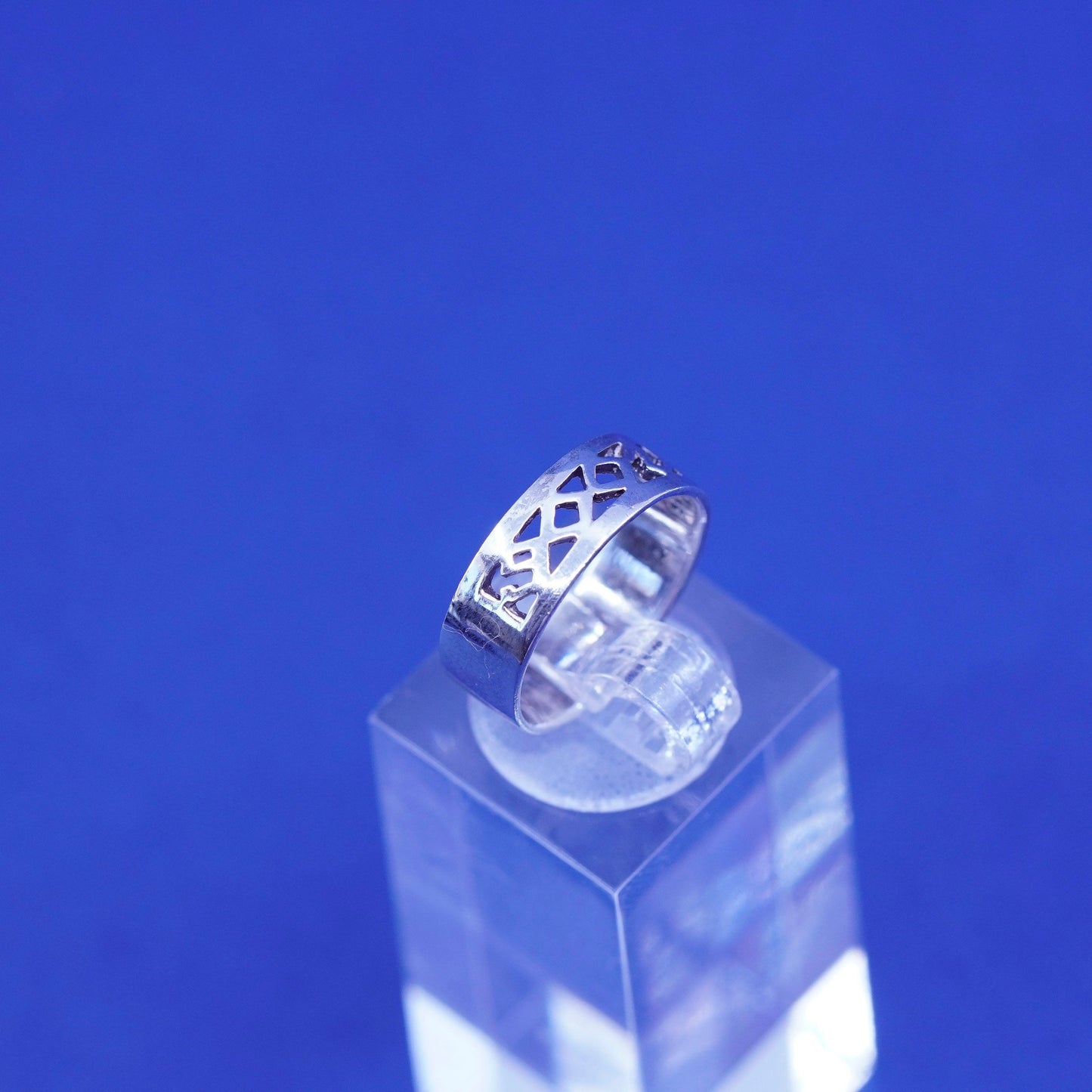 Size 4.5, vintage sterling silver handmade ring, 925 filigree band