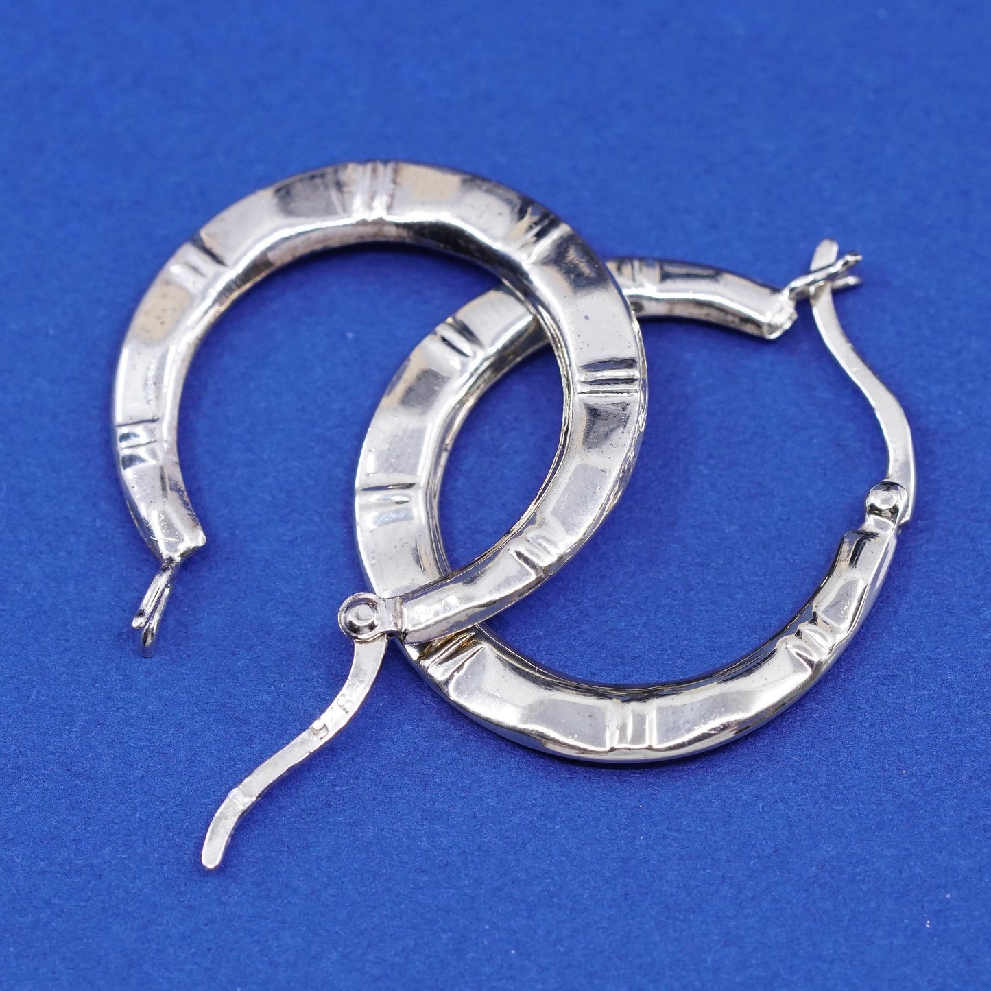 1”, vintage gold over Sterling 925 silver handmade hoop earrings, huggie