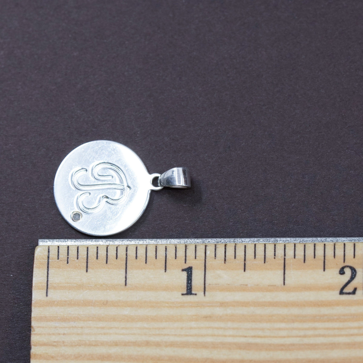Vintage Sterling silver initial pendant, 925 circle with letter B