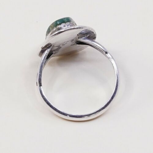 Sz 7.5 Vtg Native American Navajo Handmade Sterling 925 Silver W/ Turquoise Ring