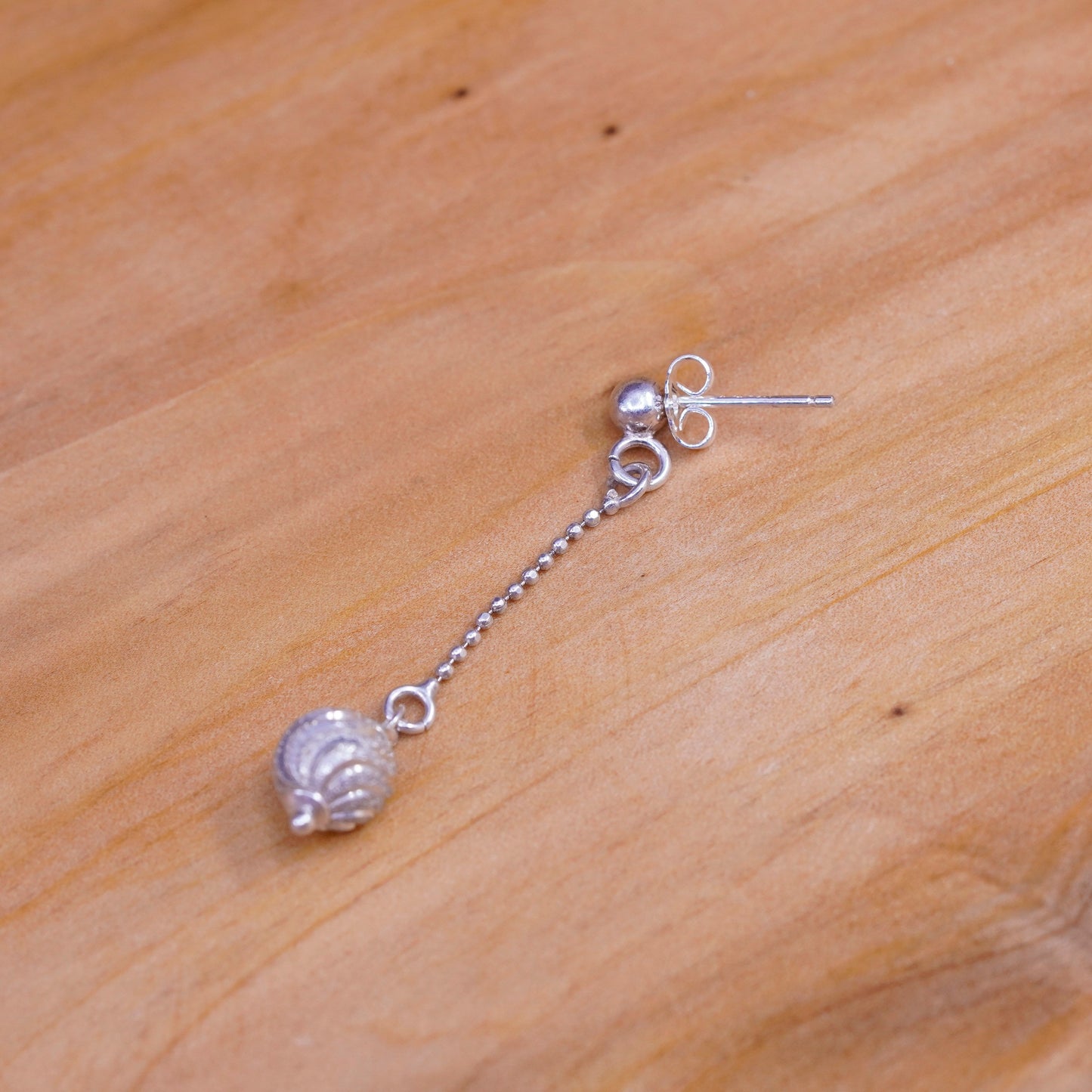 Vintage Italy Sterling silver Handmade earrings, 925 chain with bead dangles
