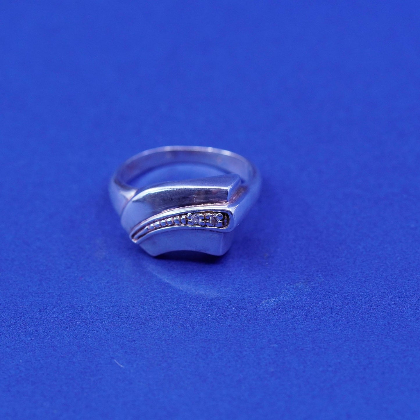 Size 9, vintage BLJ Sterling silver engagement ring, 925 band with clear cz