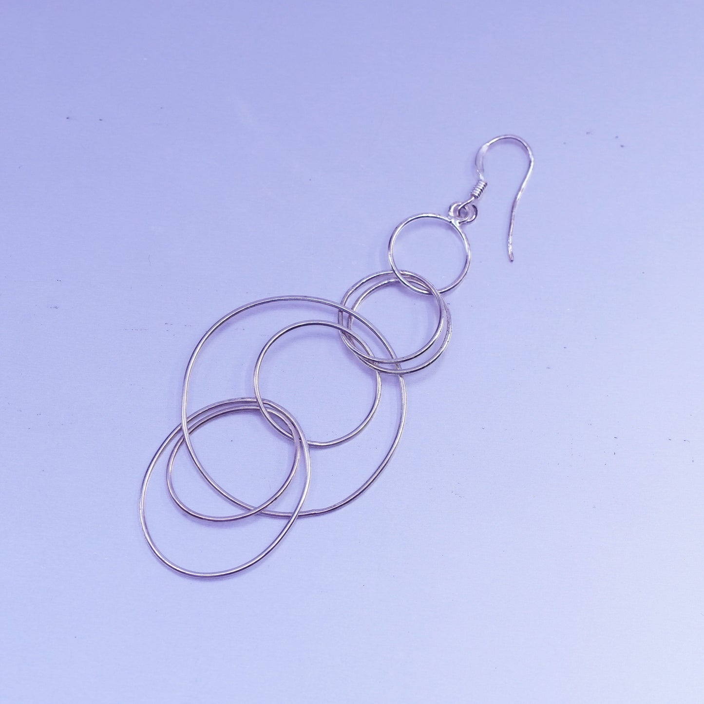 Vintage Sterling 925 silver handmade entwined circle earrings