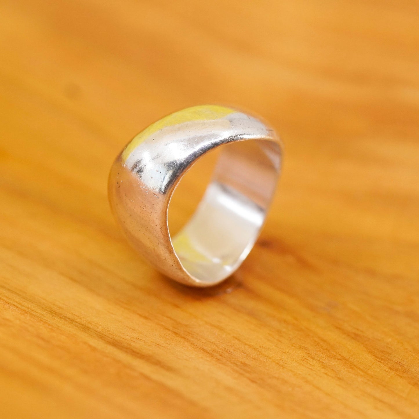Size 6.75, vintage sterling silver handmade ring, 925 wavy band